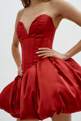 Sasha Burgundy Soft Satin Dress