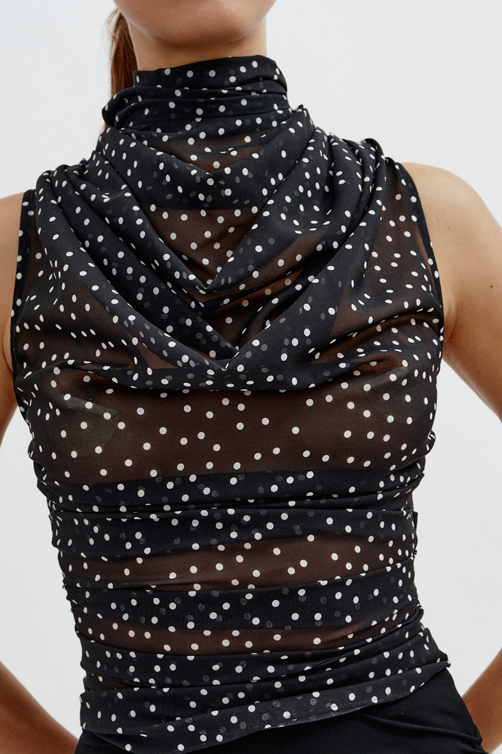 High Neck Black Dot Blouse