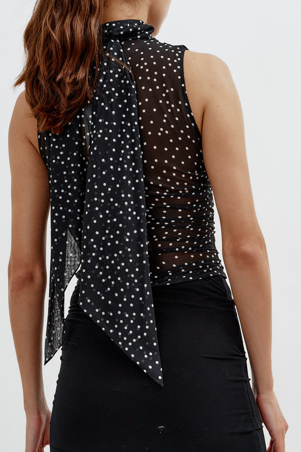 High Neck Black Dot Blouse