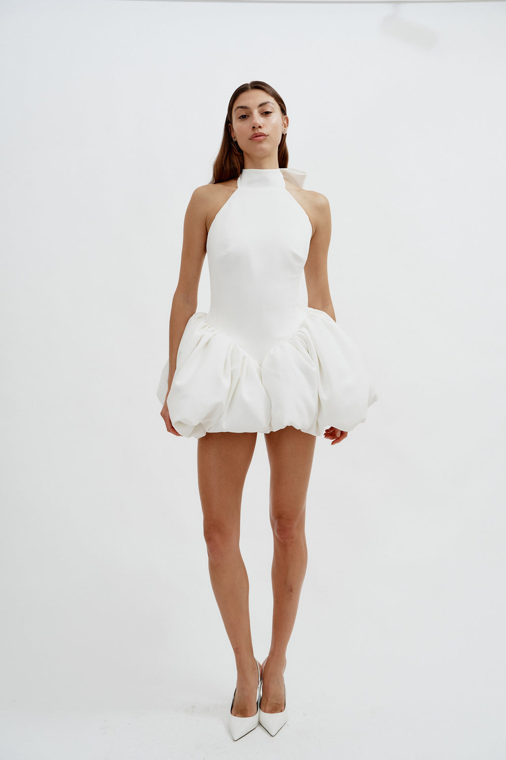 Beata White Matte Dress