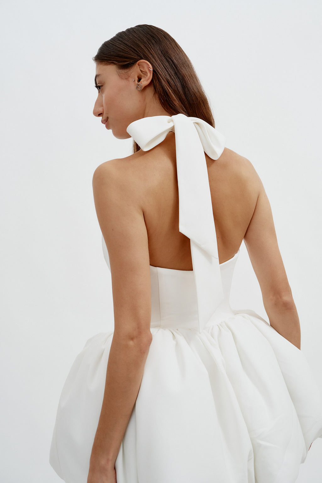 Beata White Matte Dress