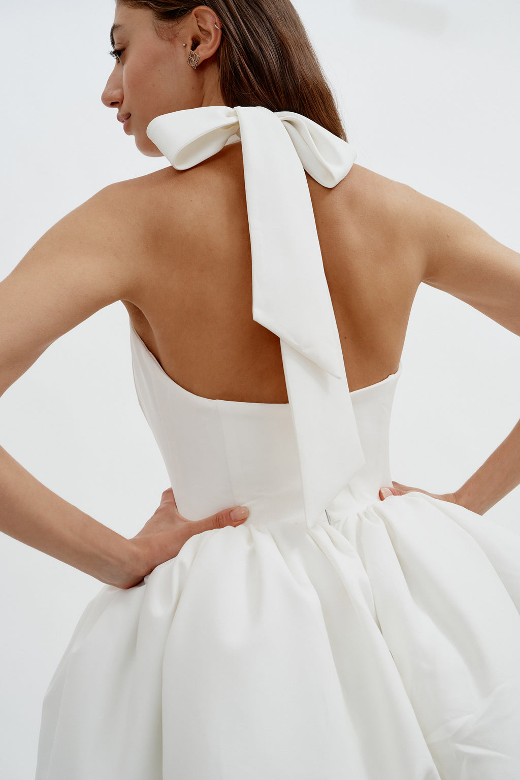 Beata White Matte Dress