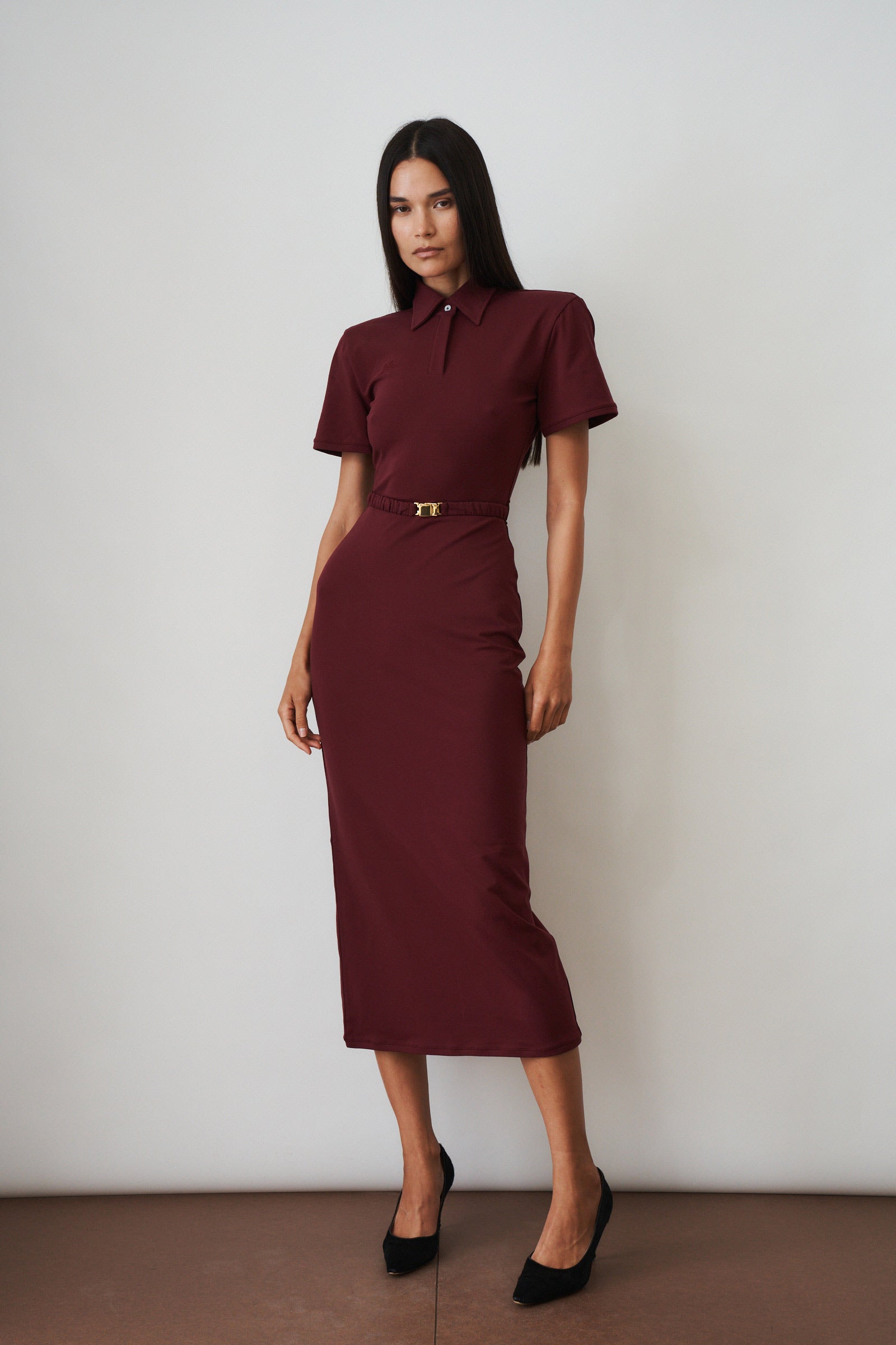 Long Polo Dress Bordeaux