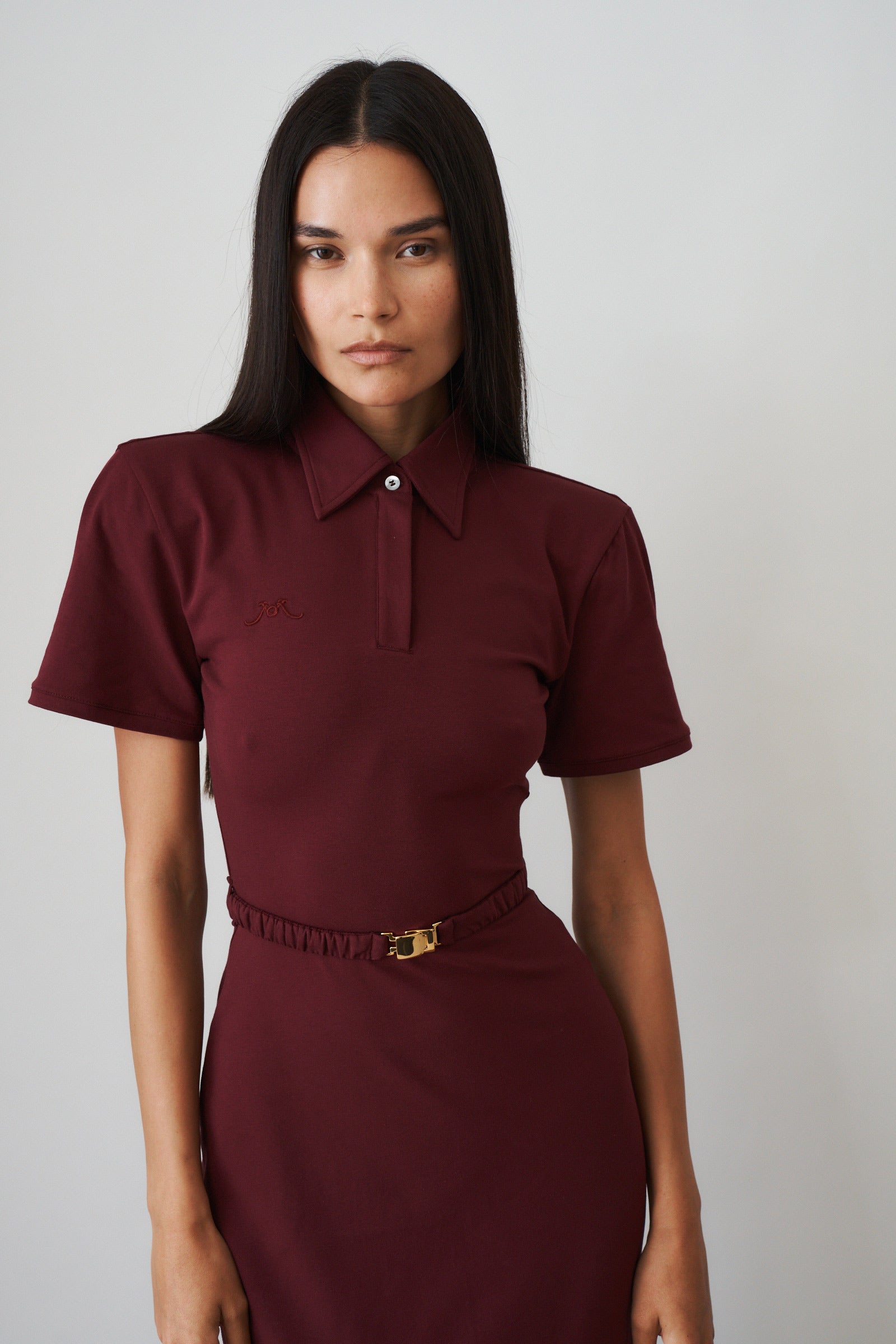 Long Polo Dress Bordeaux