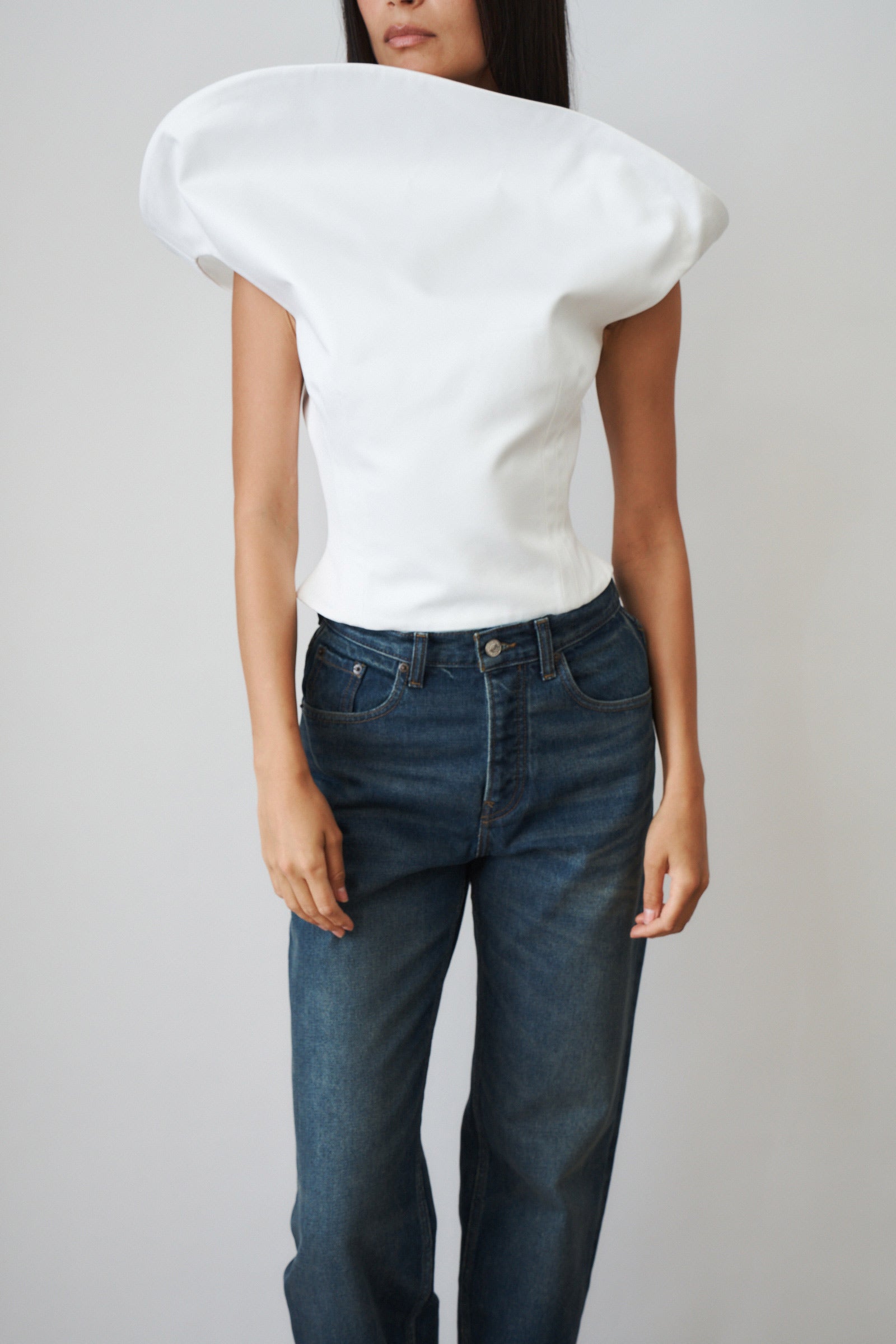 Sculptural Sleeveless Cotton Top
