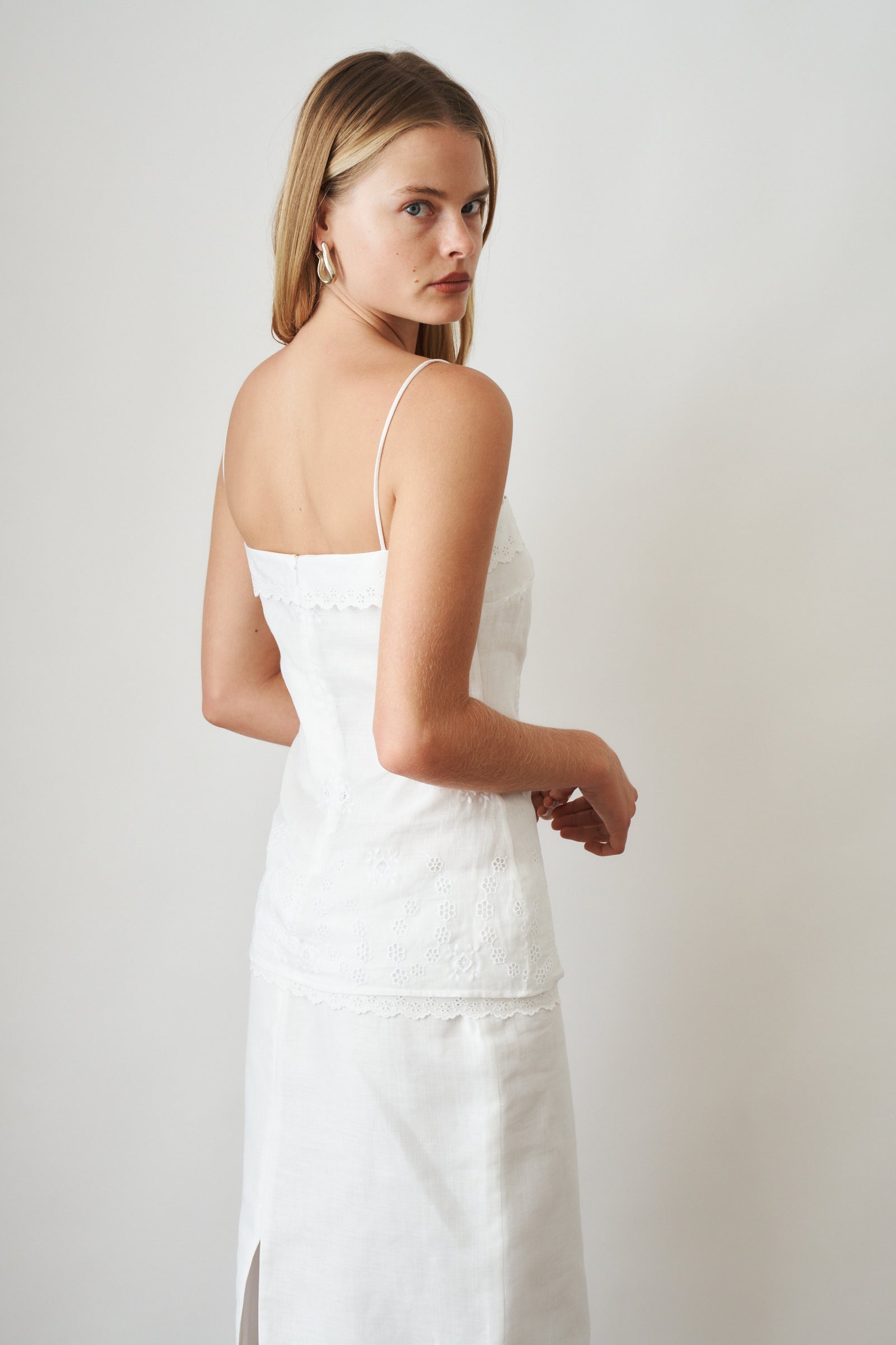 Embroidered Lace Top In White