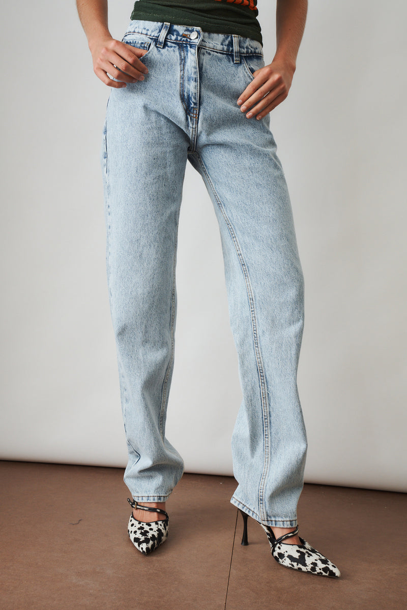 Straight Leg Denim Pants Light Blue