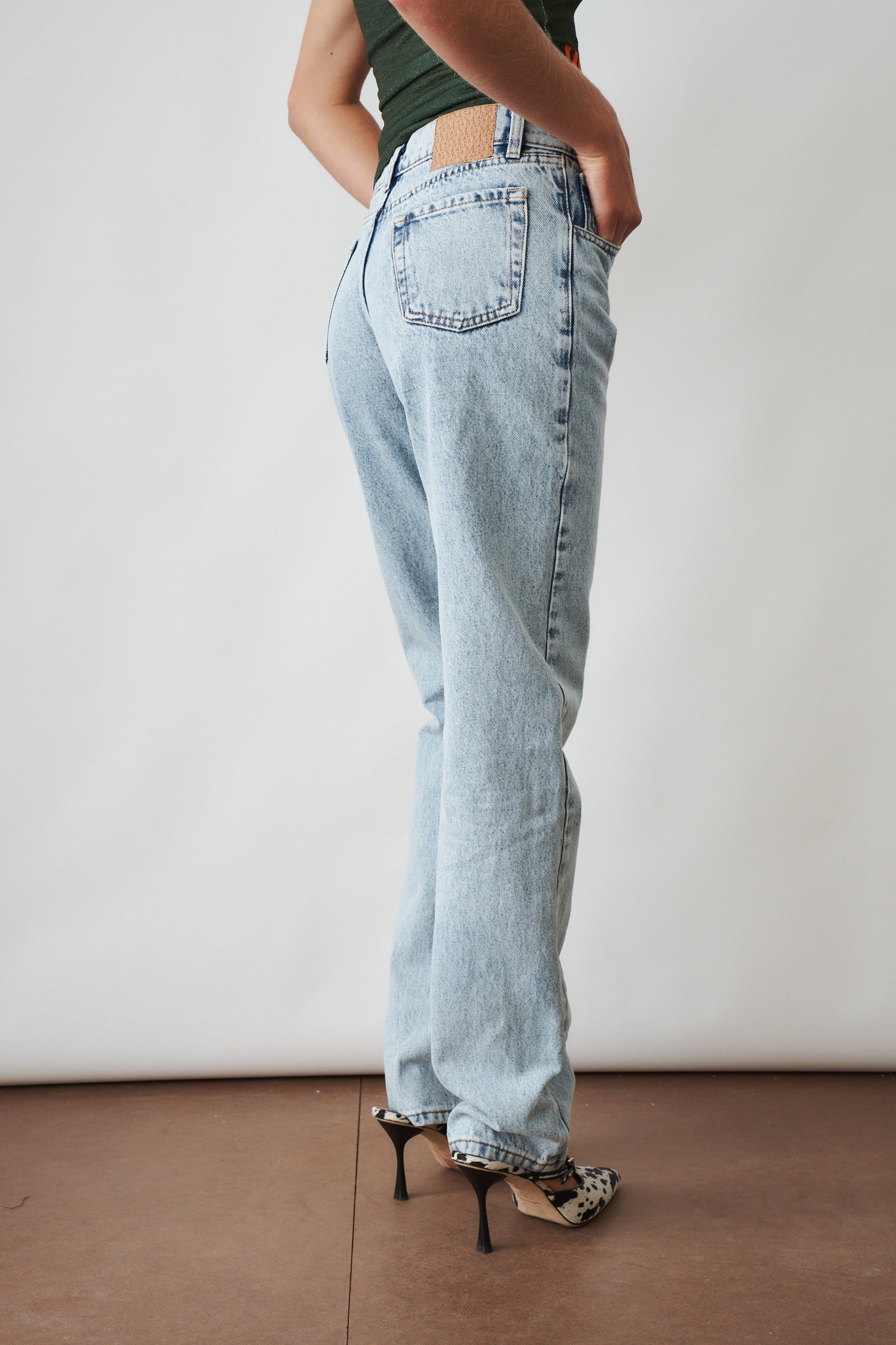 Straight Leg Denim Pants Light Blue