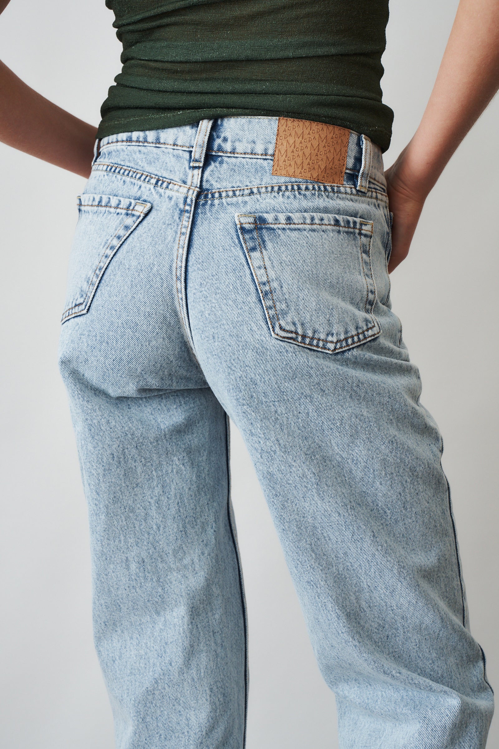 Straight Leg Denim Pants Light Blue
