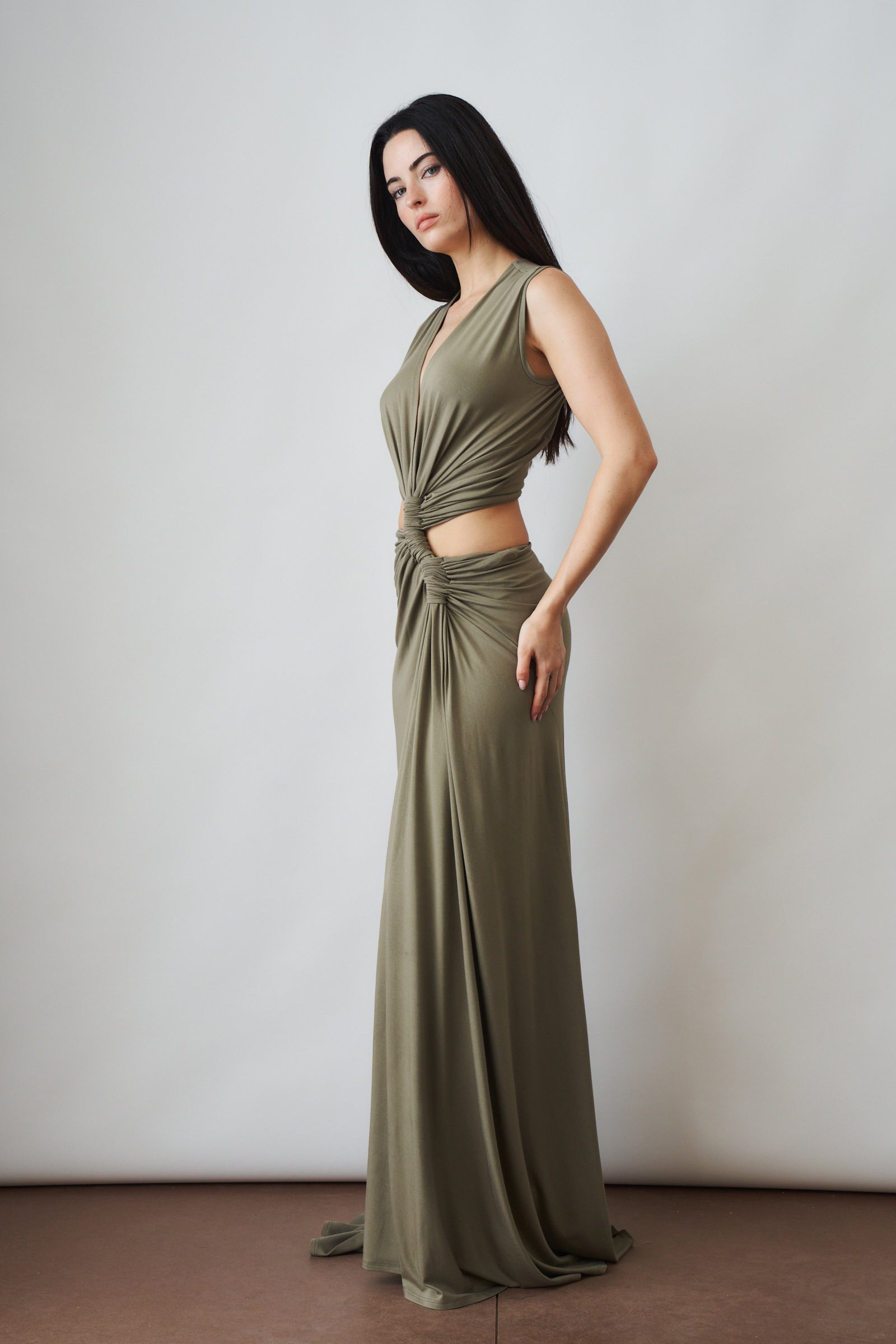 Triple Loop Dress Khaki