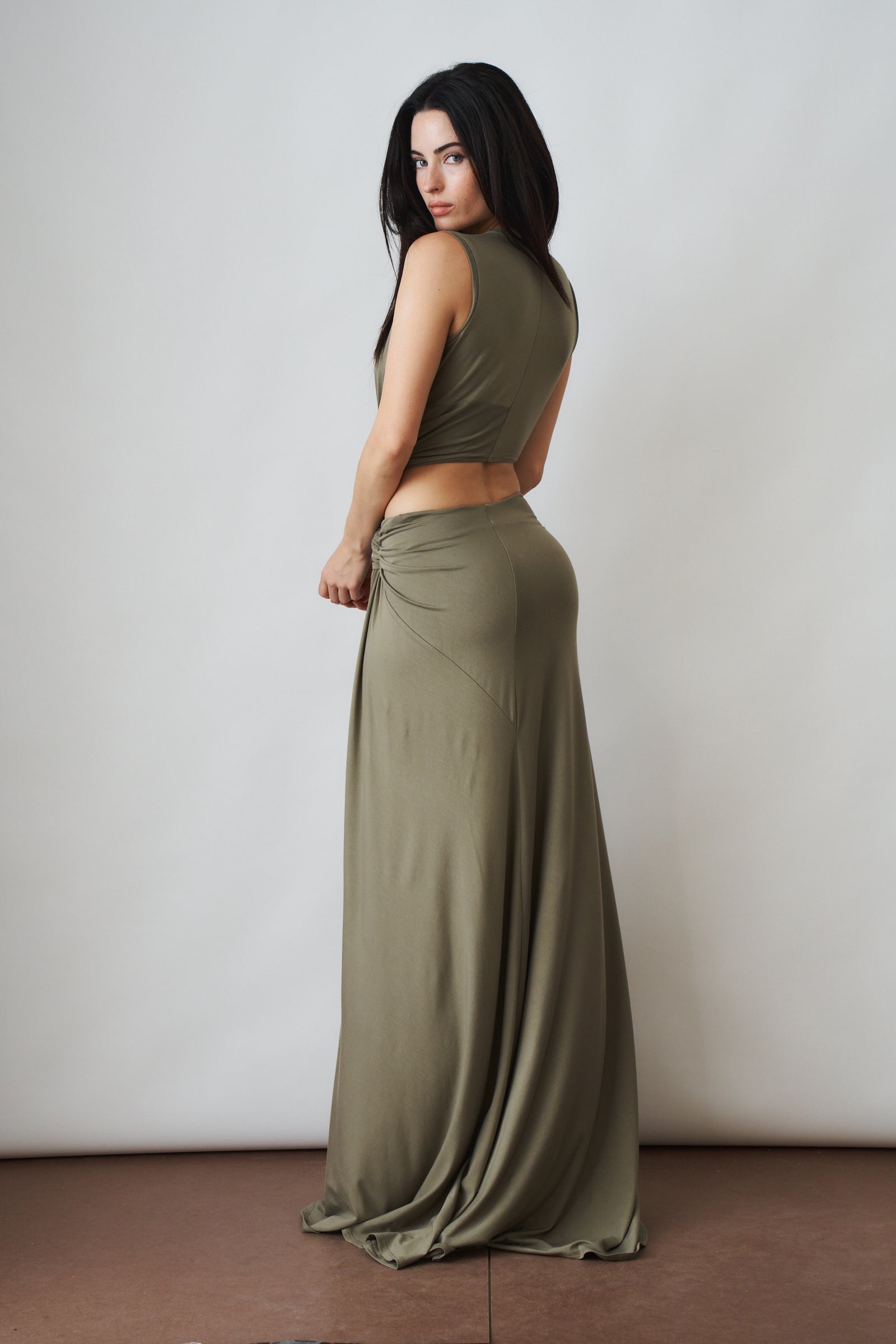 Triple Loop Dress Khaki