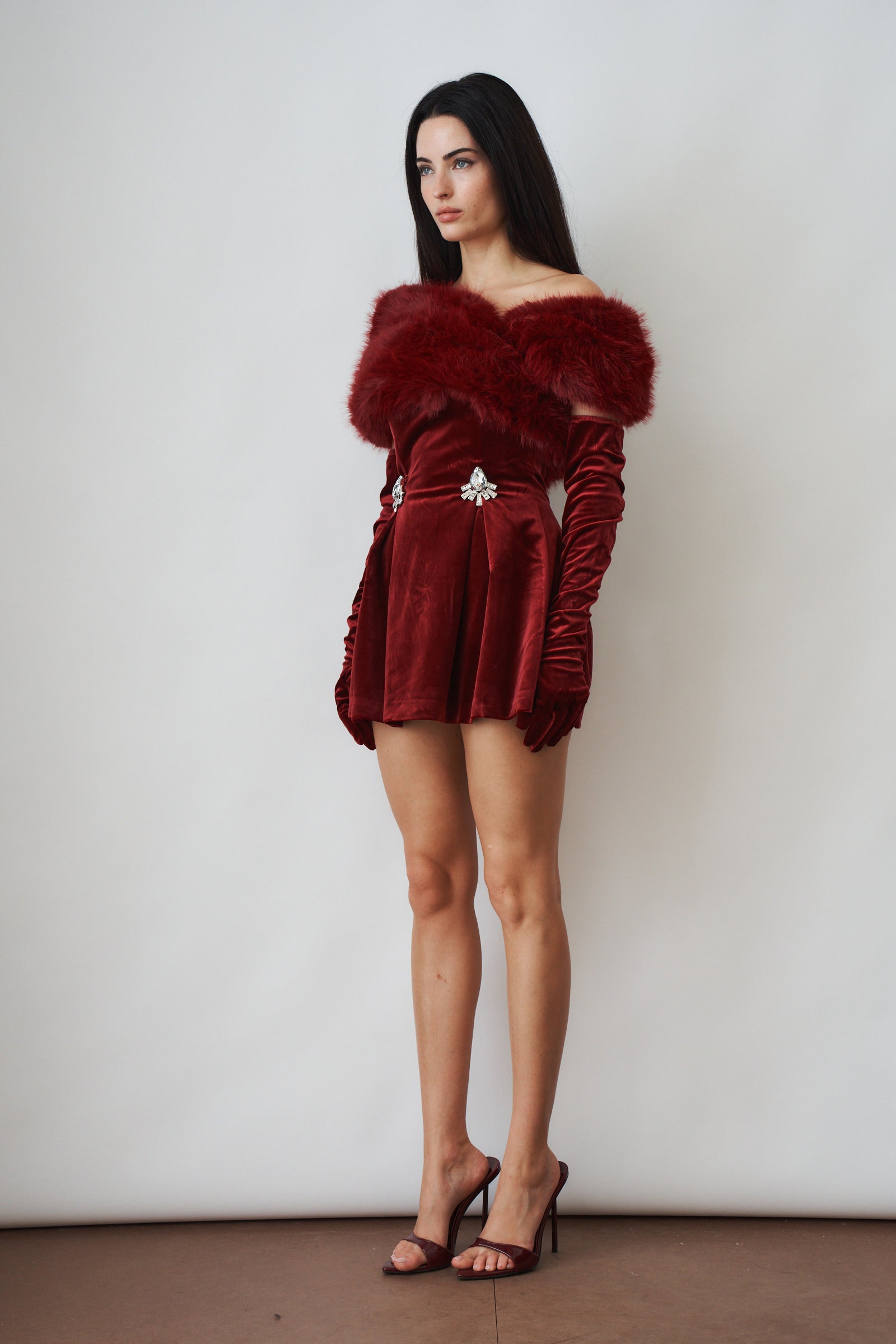Simone Velvet Dress Red
