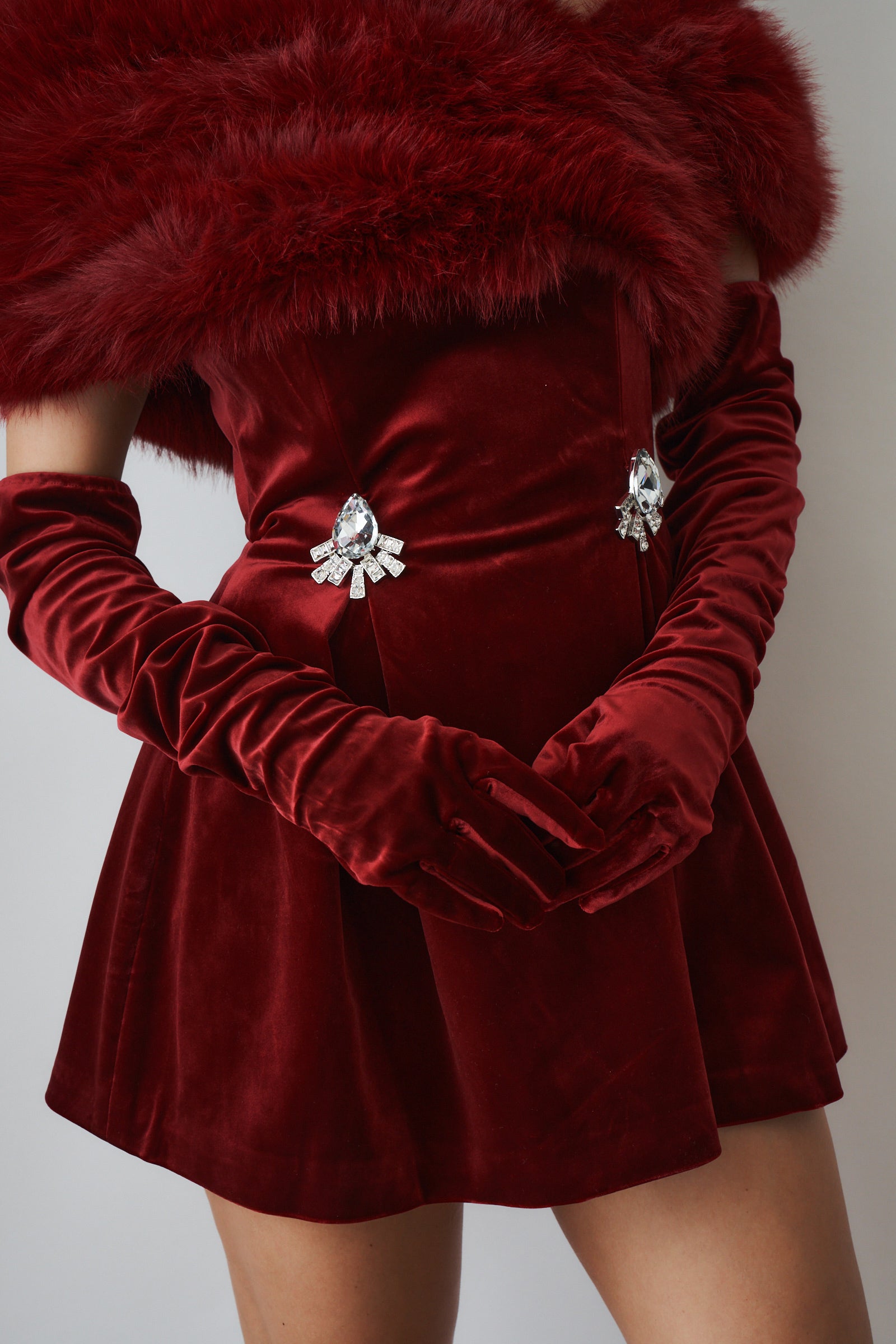 Simone Velvet Dress Red