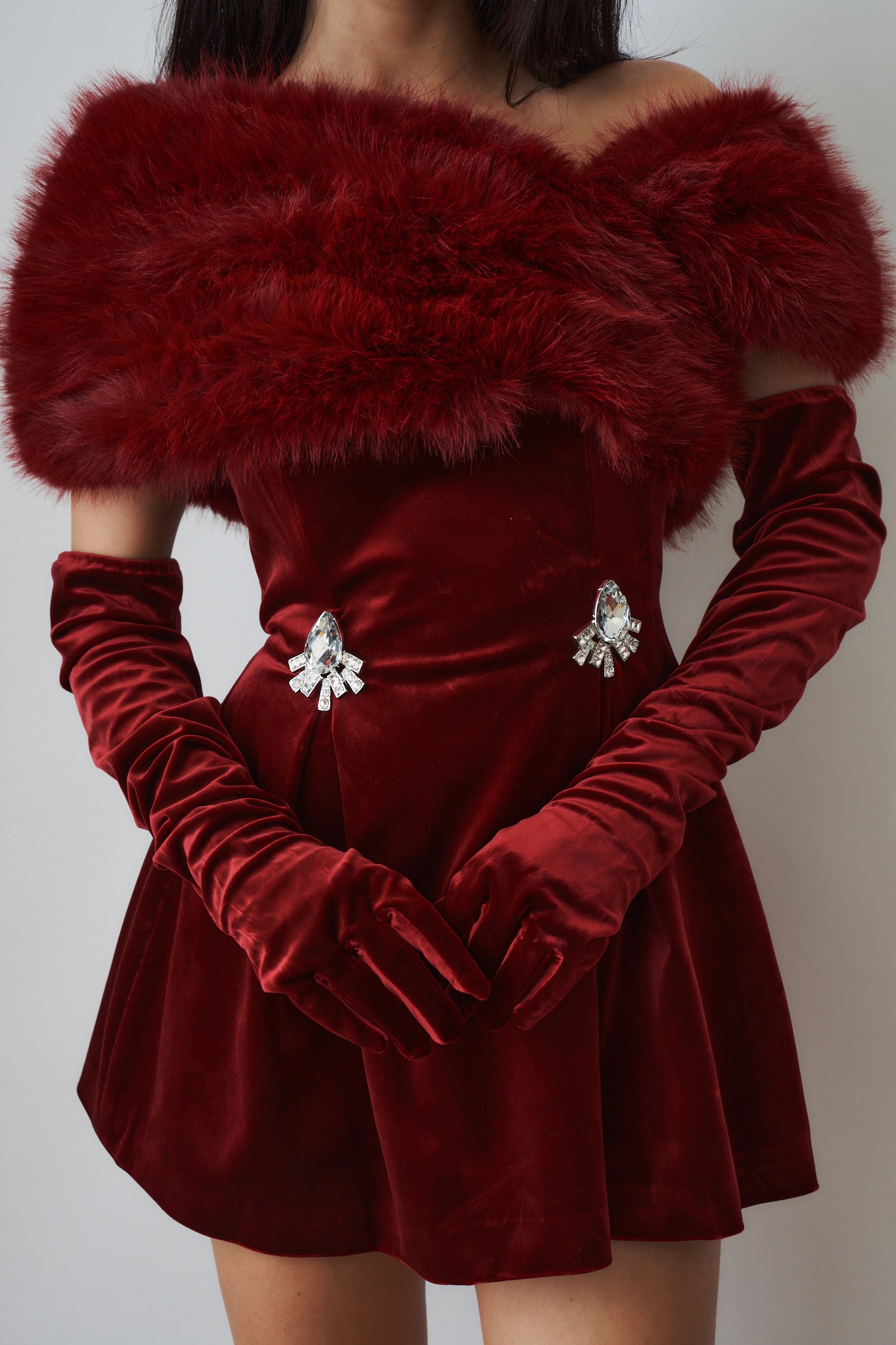 Simone Velvet Dress Red