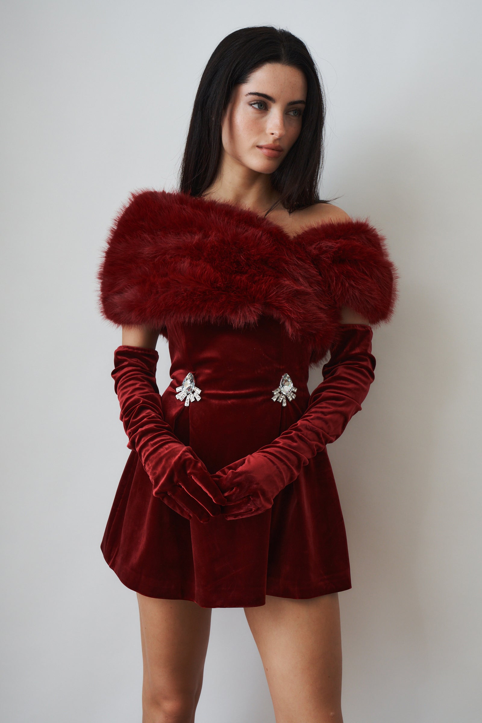 Simone Velvet Dress Red