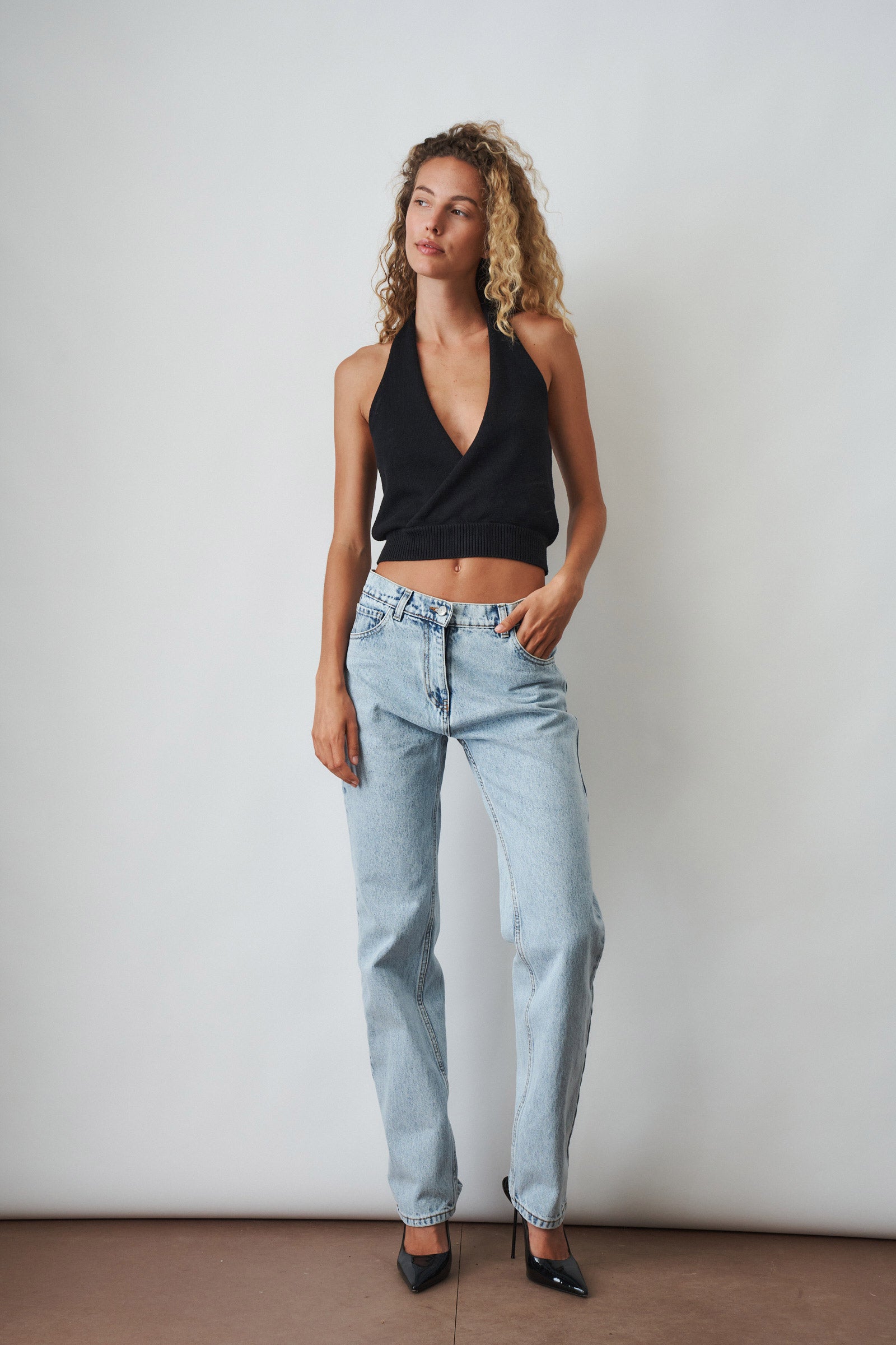 Knit Halter Top Black