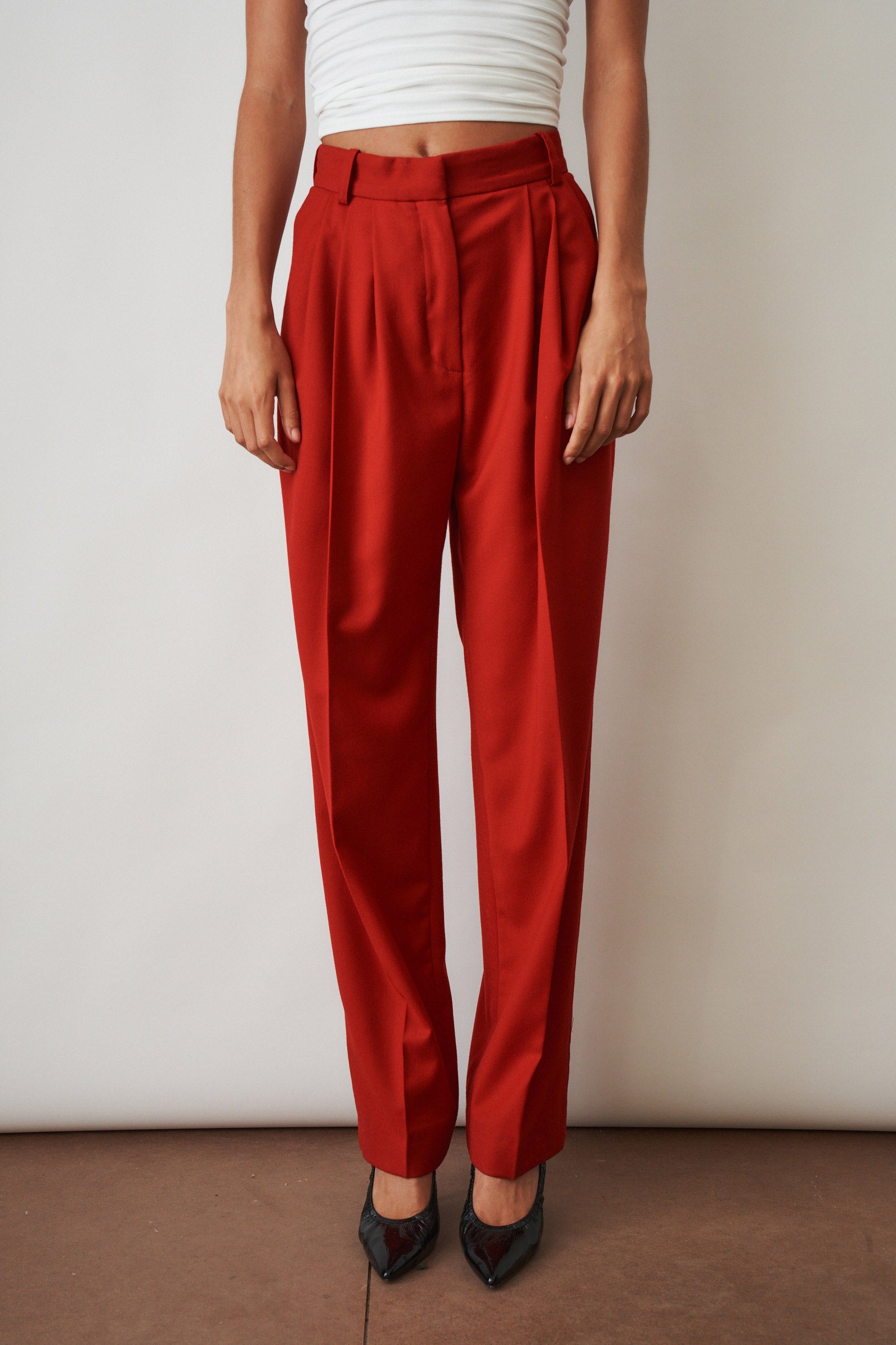 Red Wool Trousers