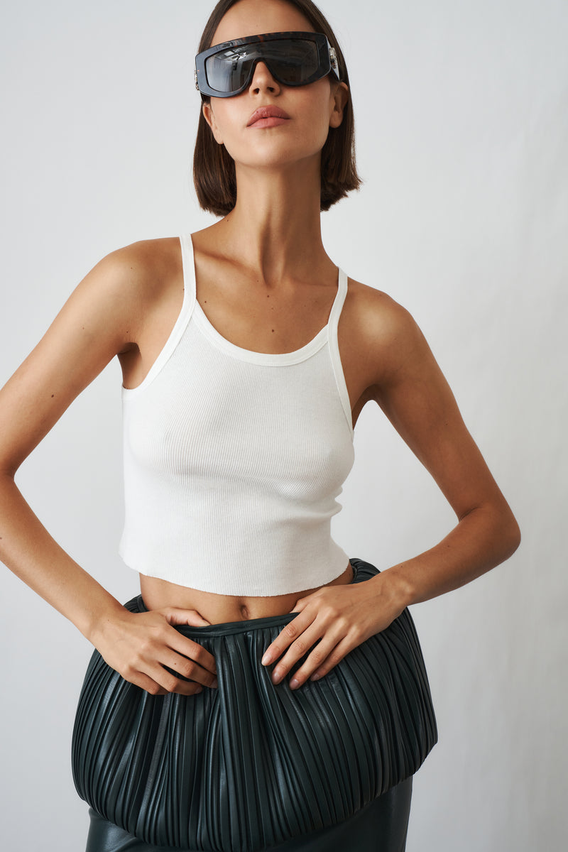 Cropped Rib Tank Ivory