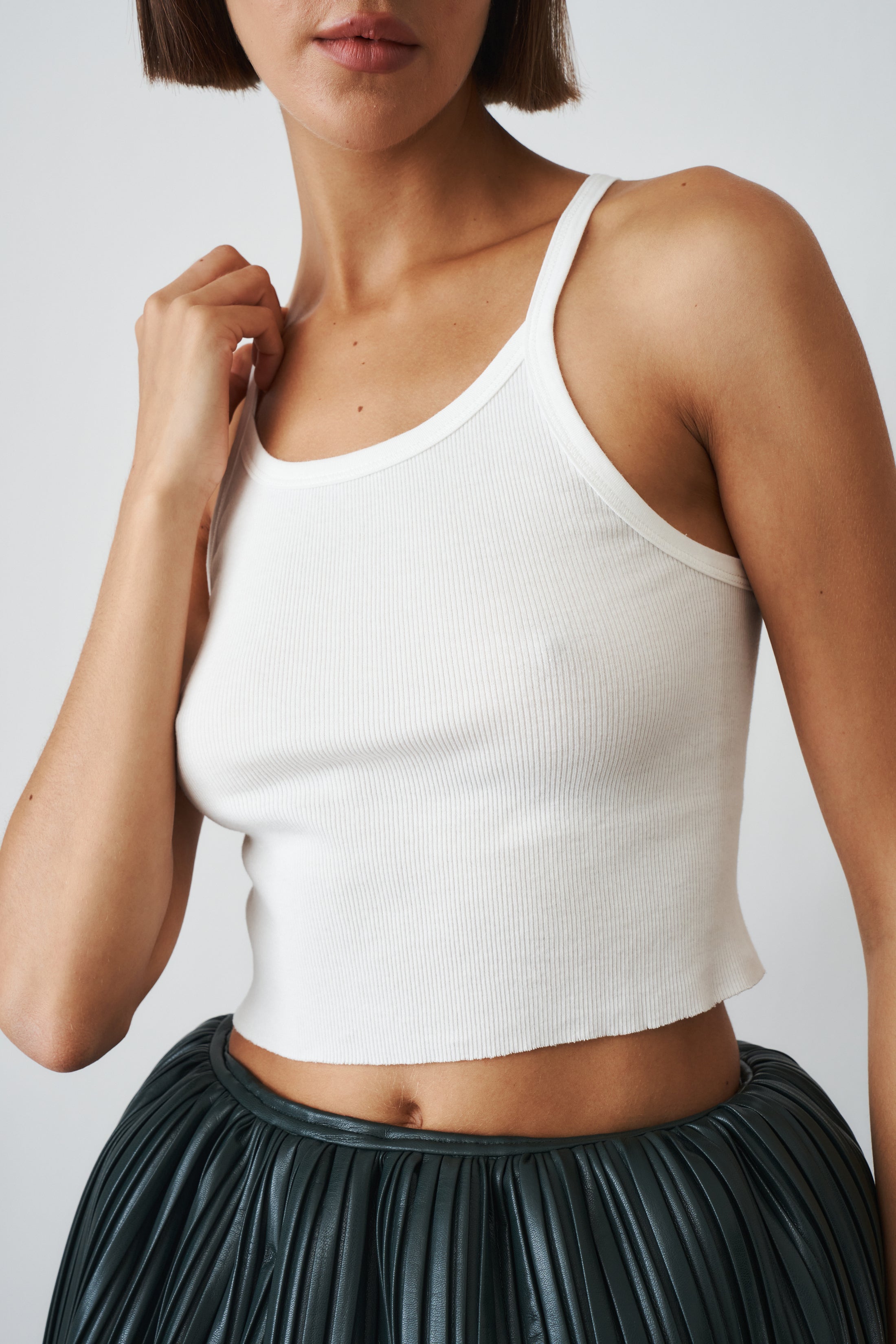 Cropped Rib Tank Ivory