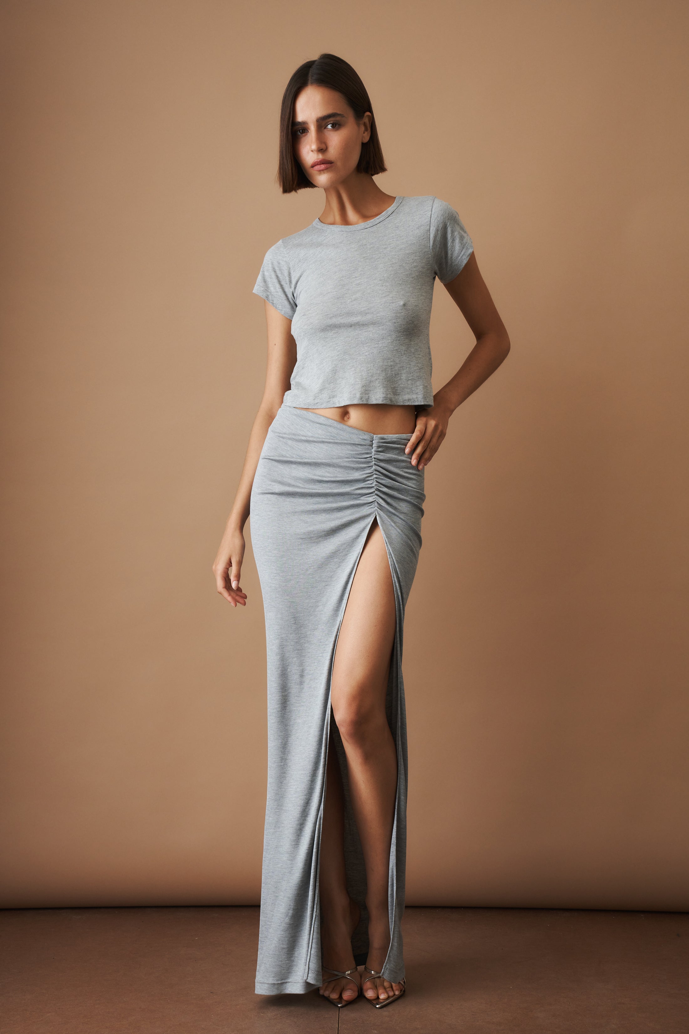 Short Sleeve Baby Tee Heather Grey