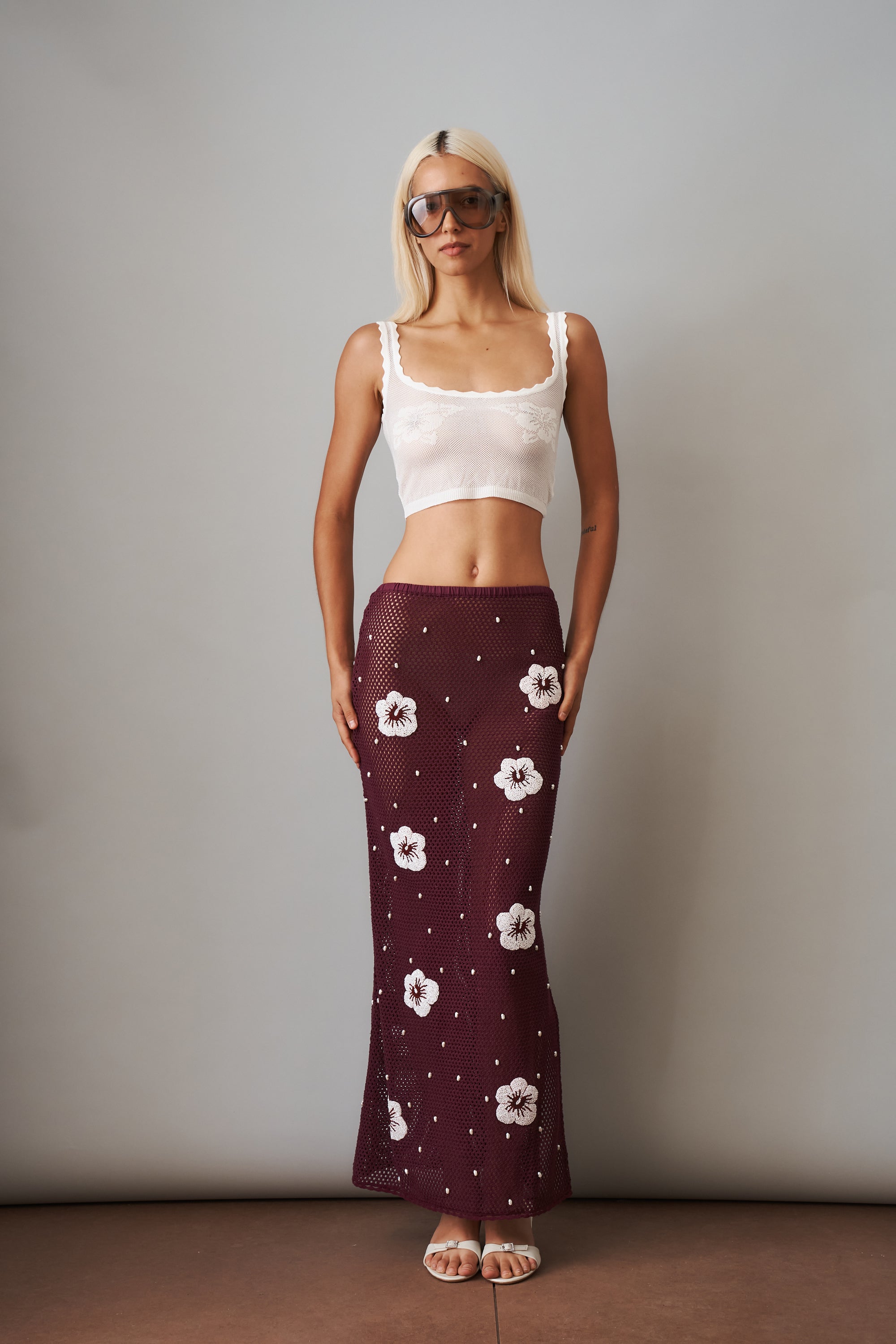 Treasure Hibiscus Plum Skirt