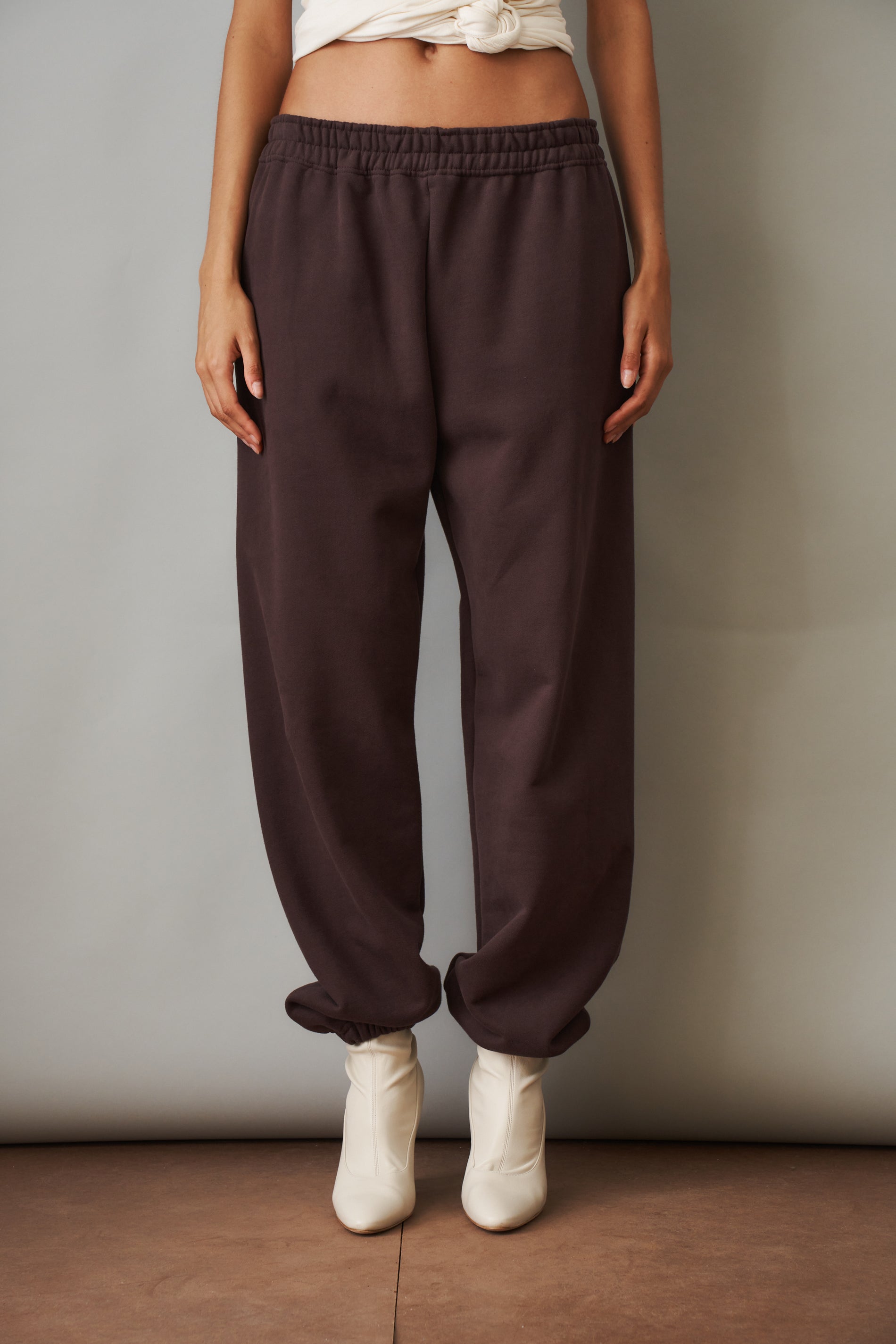 Relaxed Brown Cotton Sweatpants