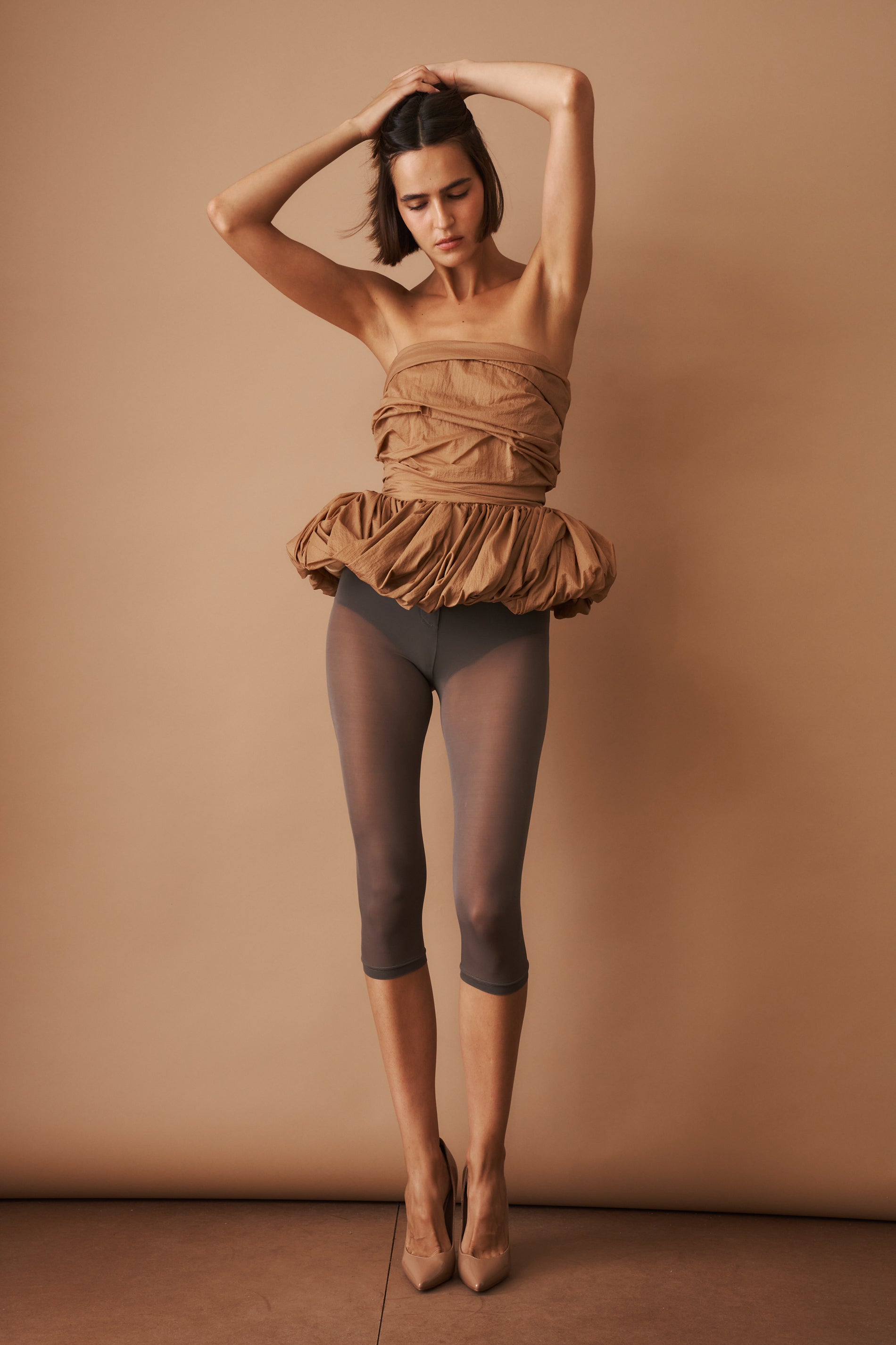 Ruched Balloon Corset Bronze