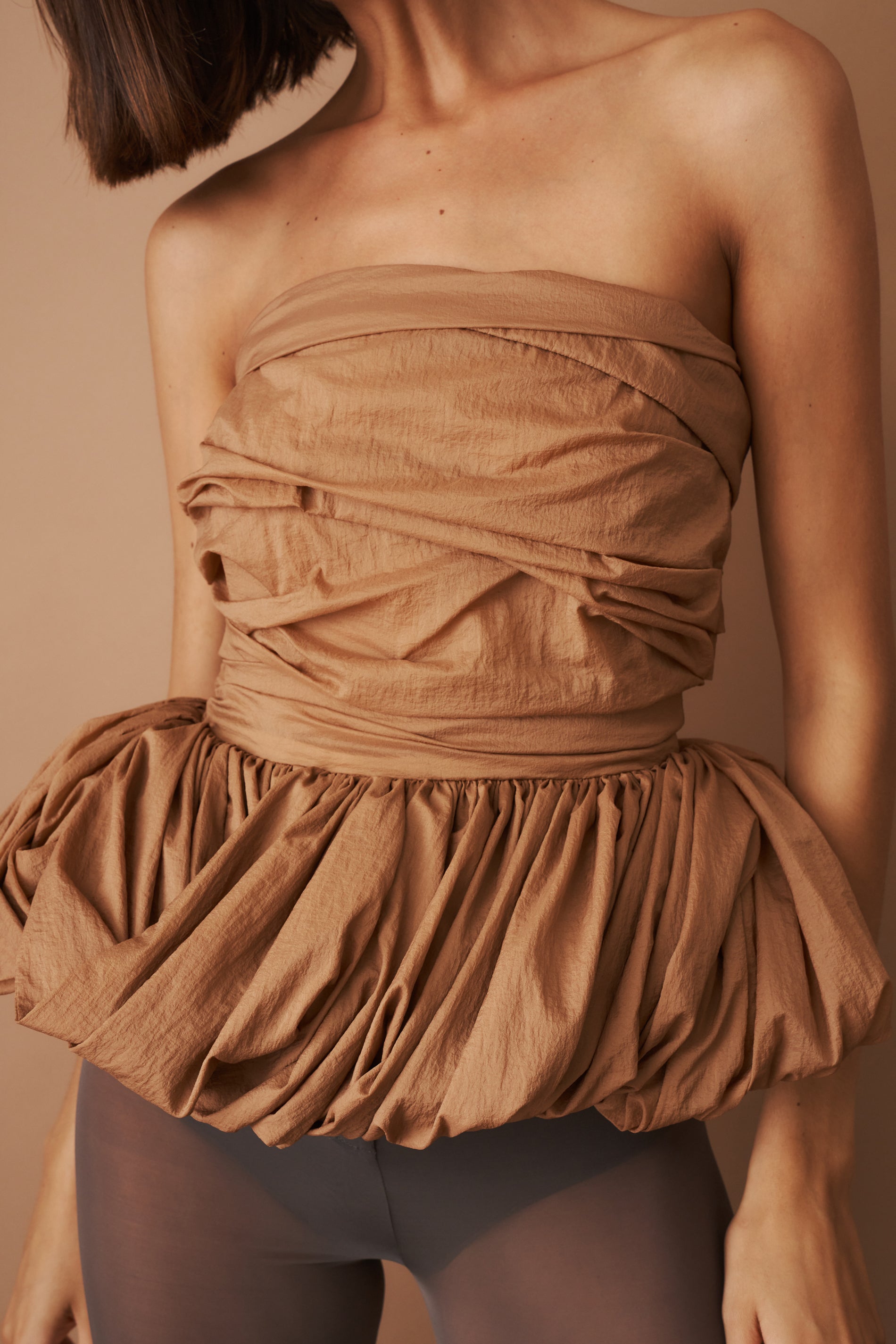 Ruched Balloon Corset Bronze