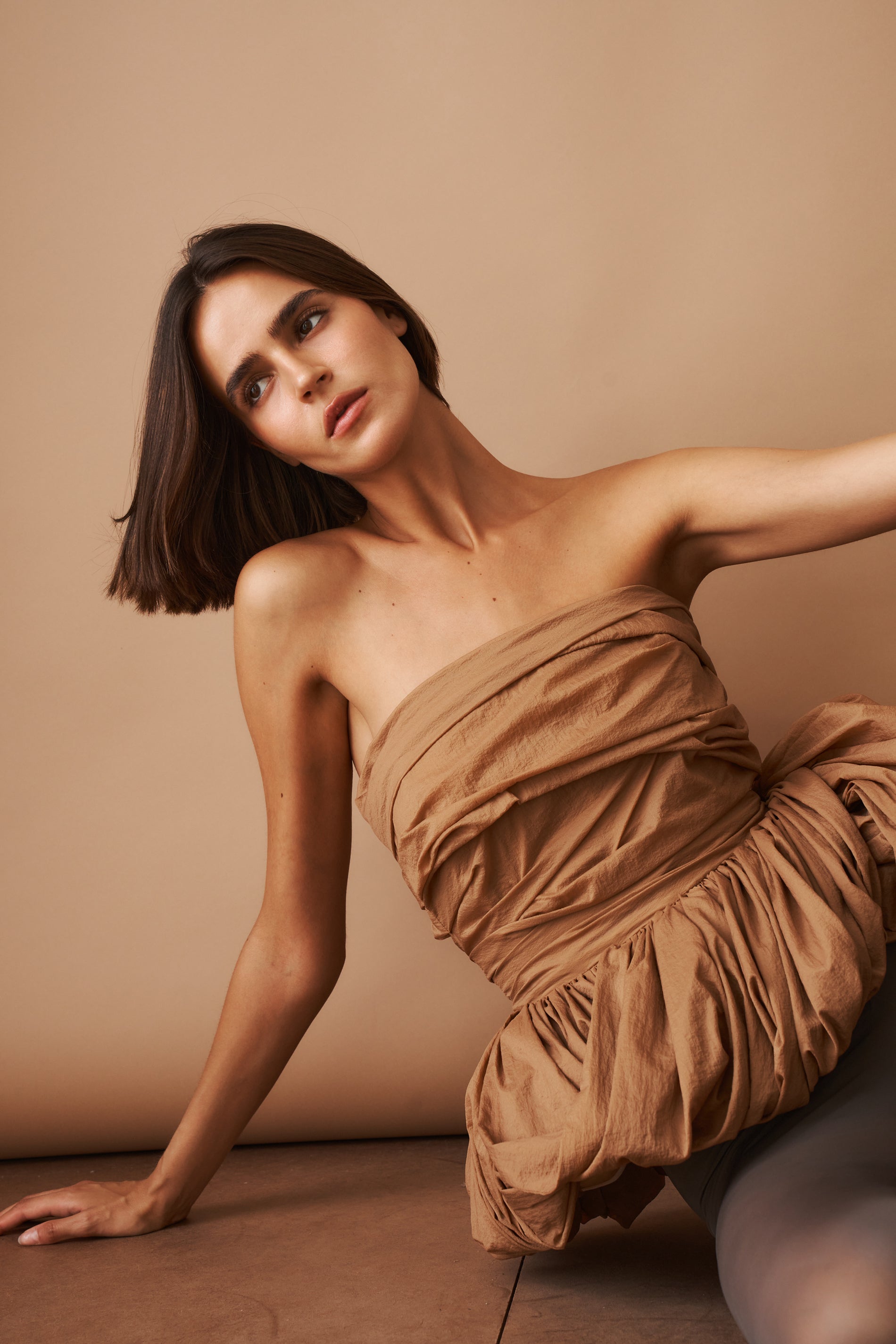 Ruched Balloon Corset Bronze