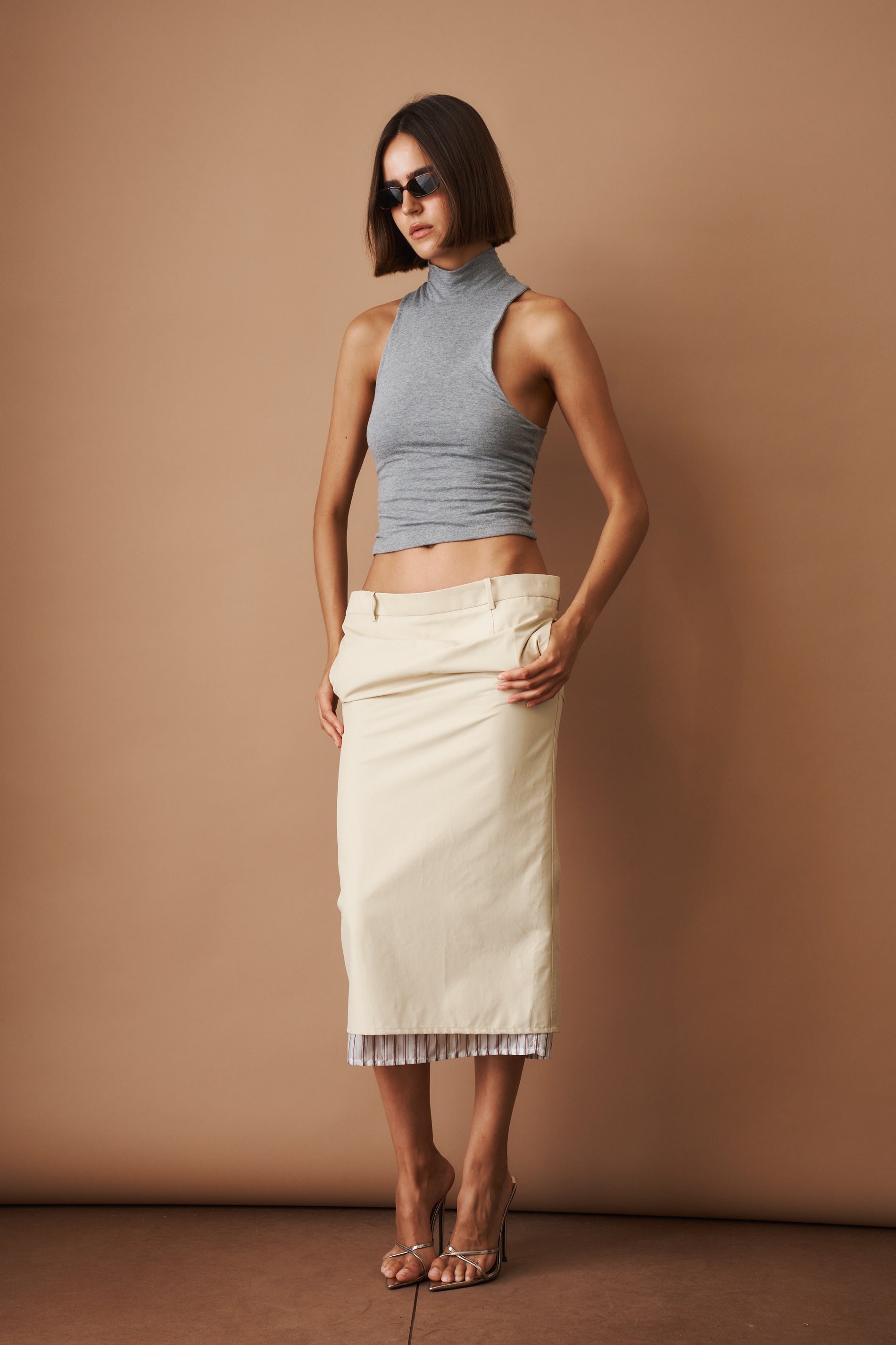 Beige Midi Skirt