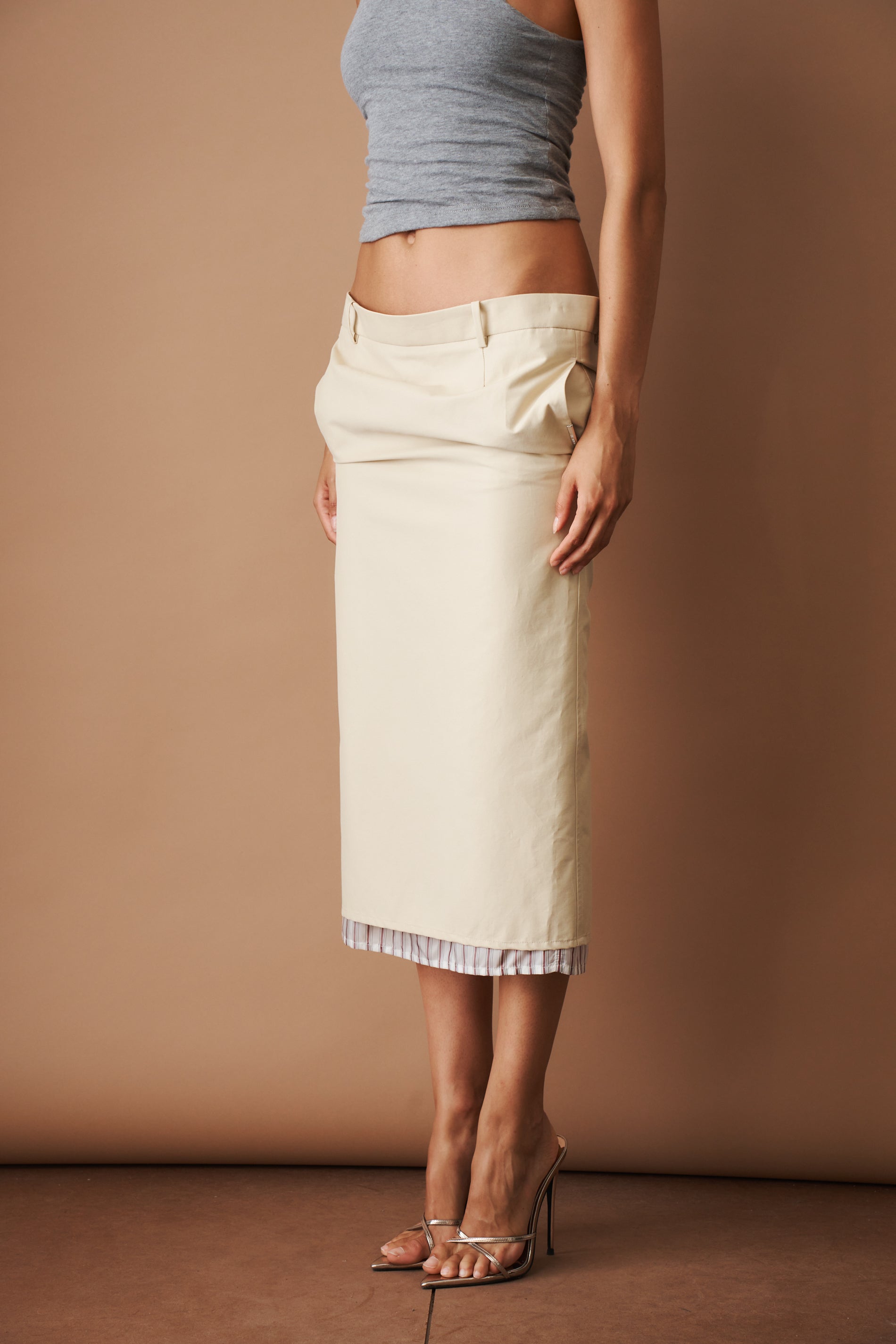 Beige Midi Skirt