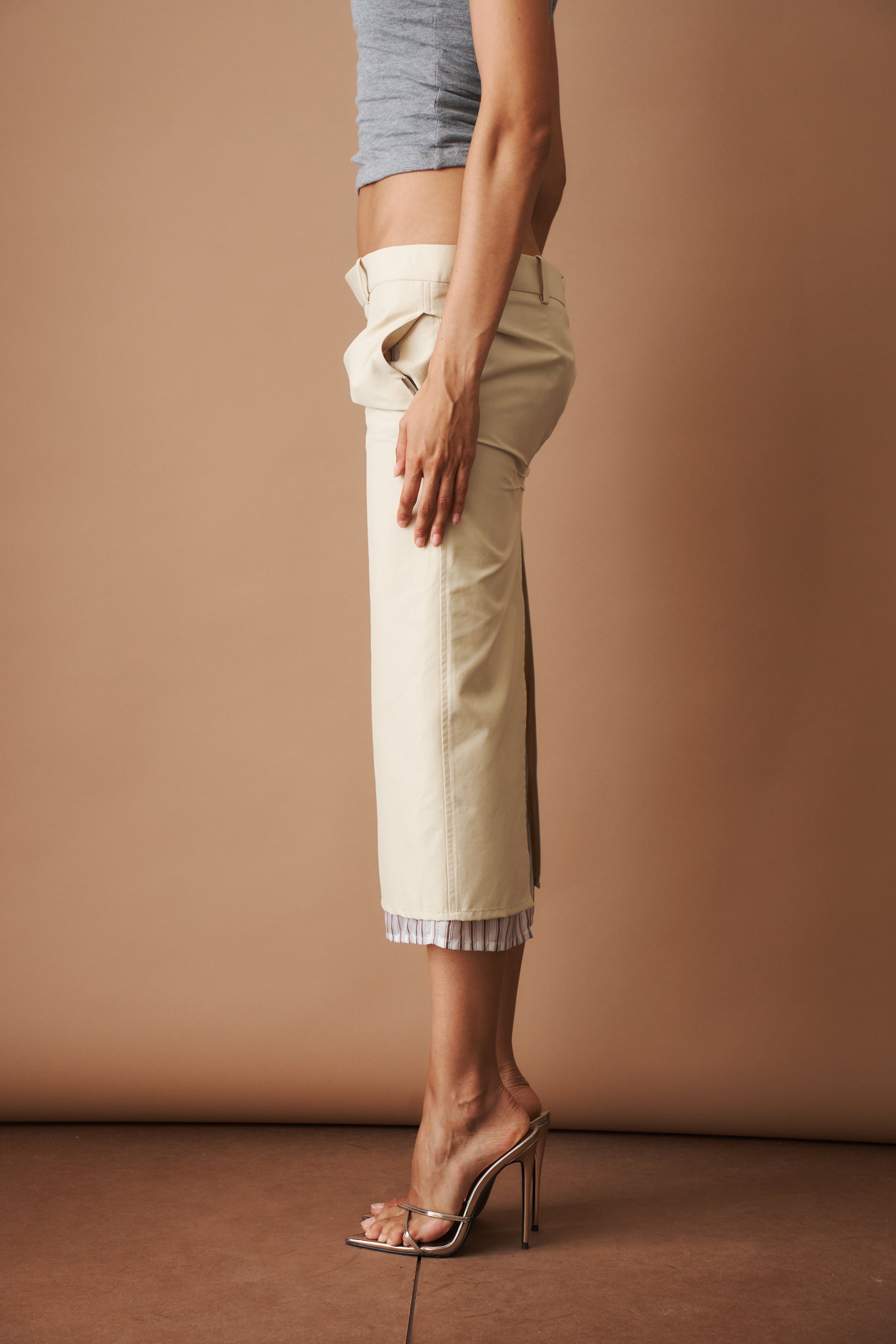 Beige Midi Skirt