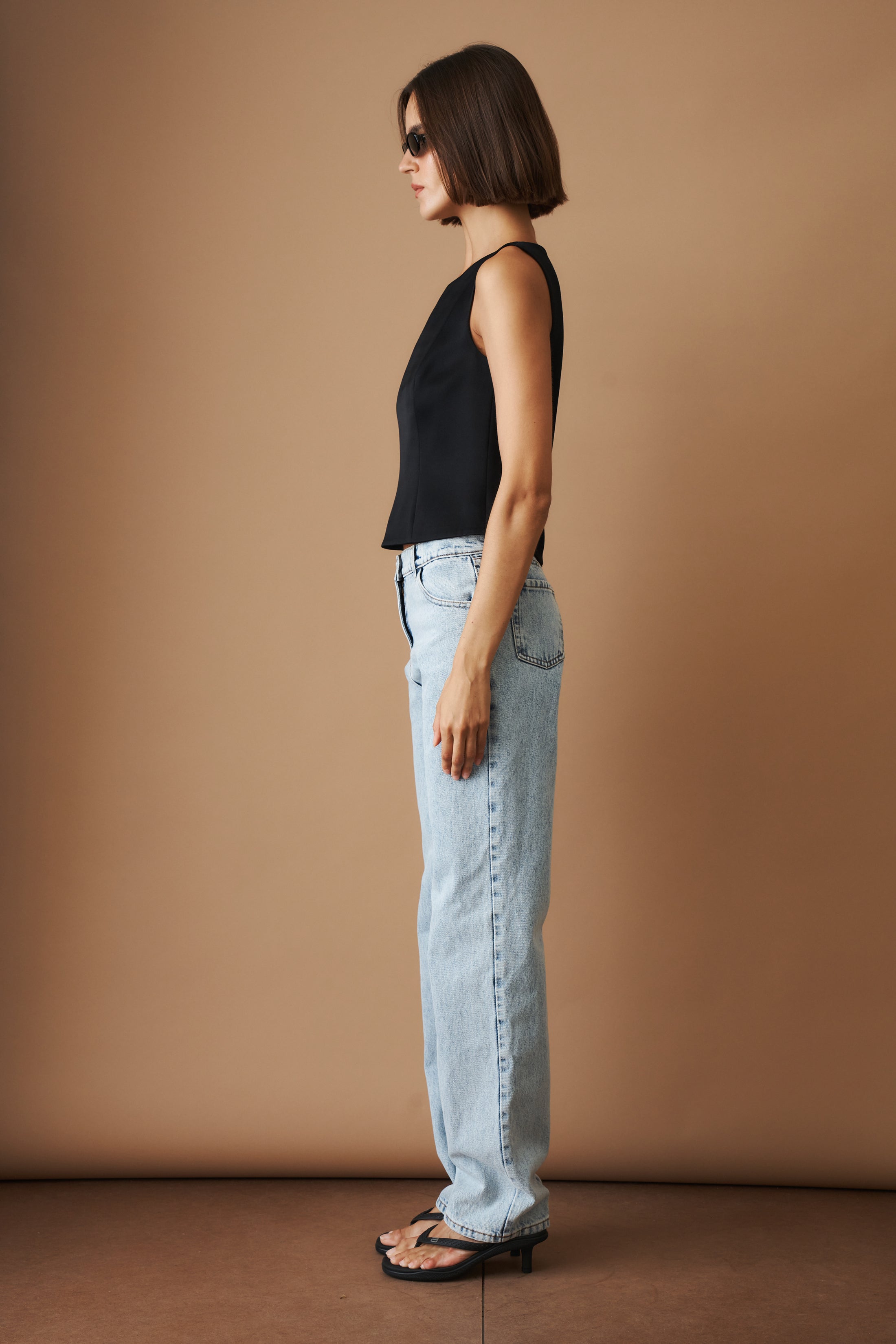 Straight Leg Denim Pants Light Blue
