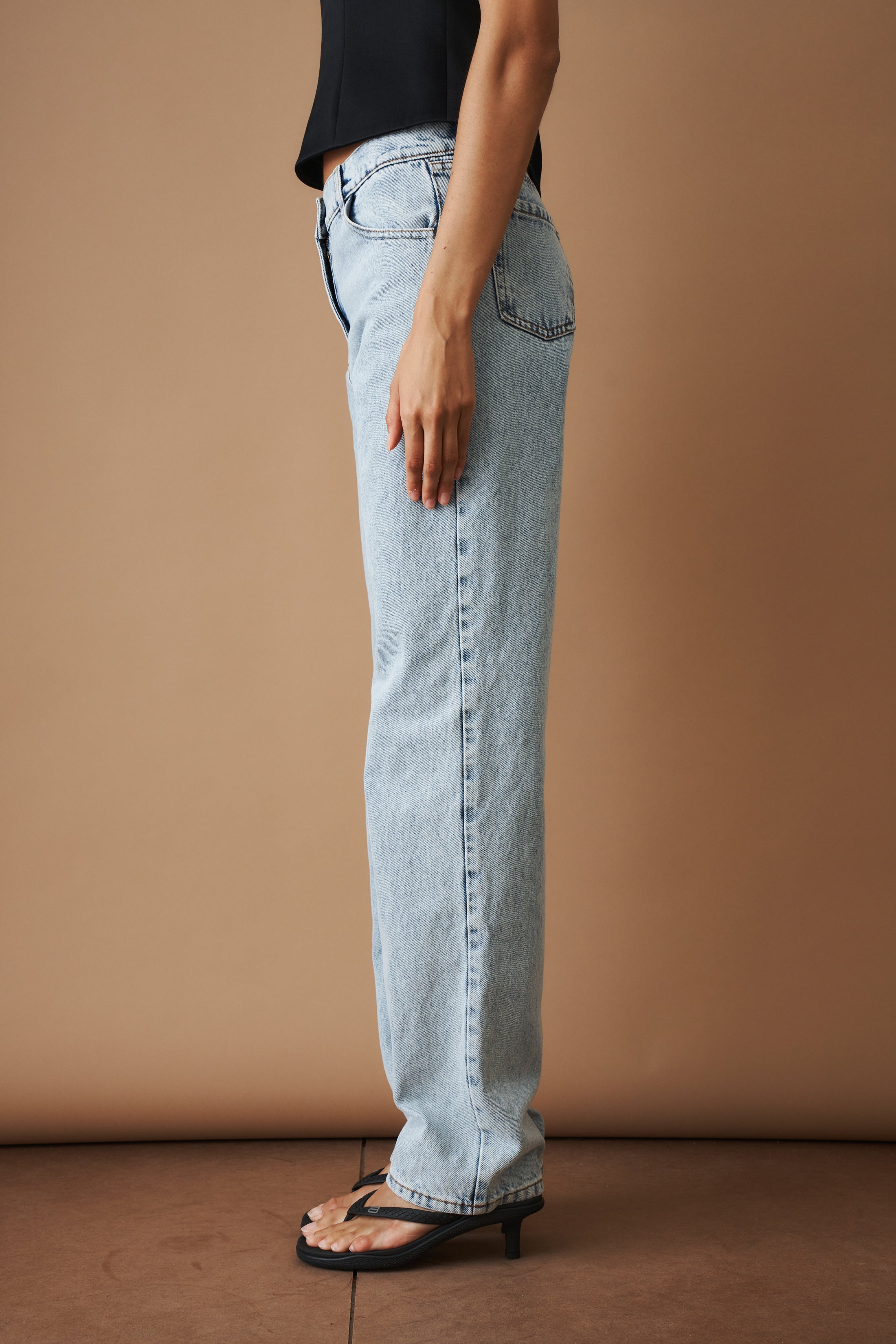Straight Leg Denim Pants Light Blue