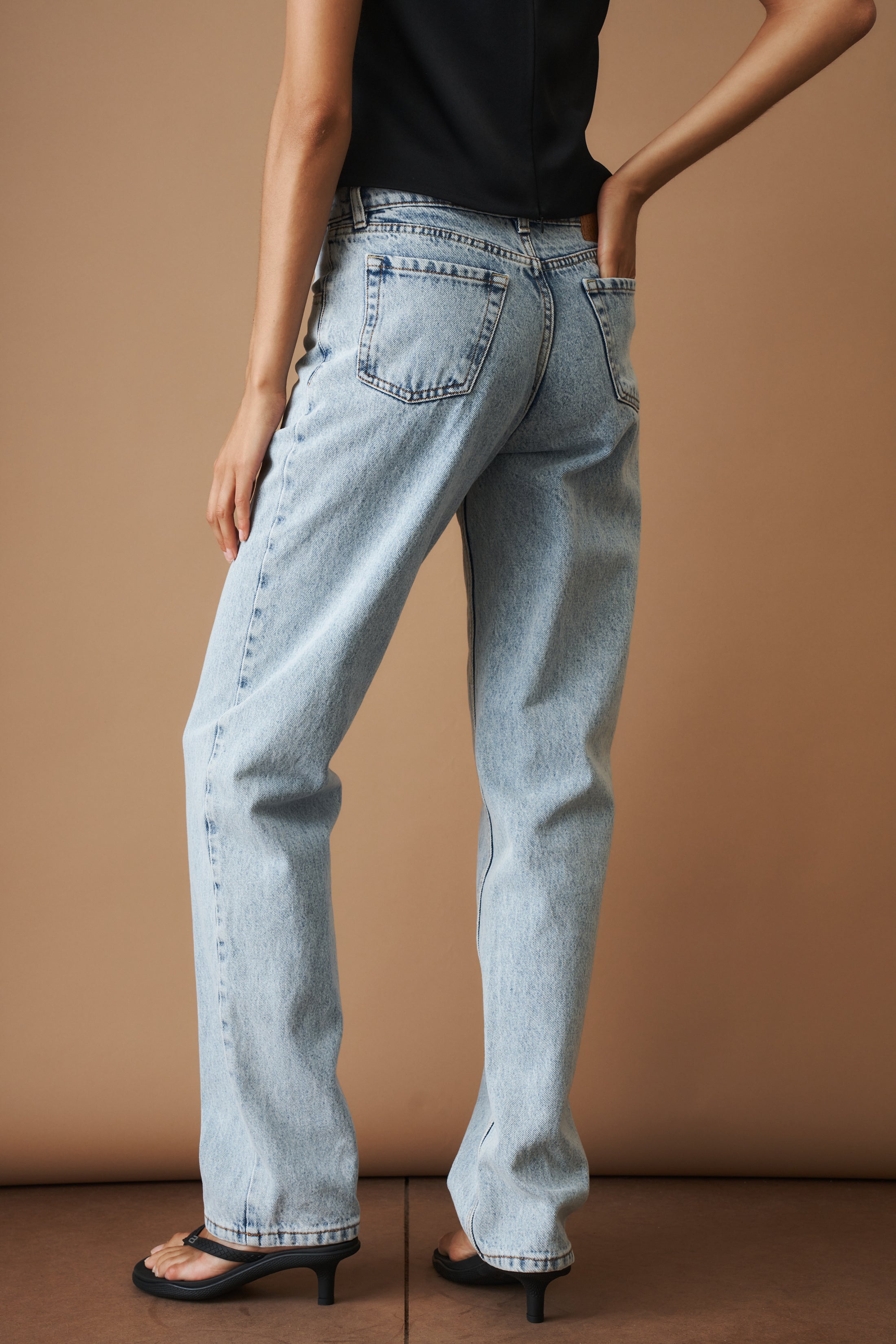 Straight Leg Denim Pants Light Blue