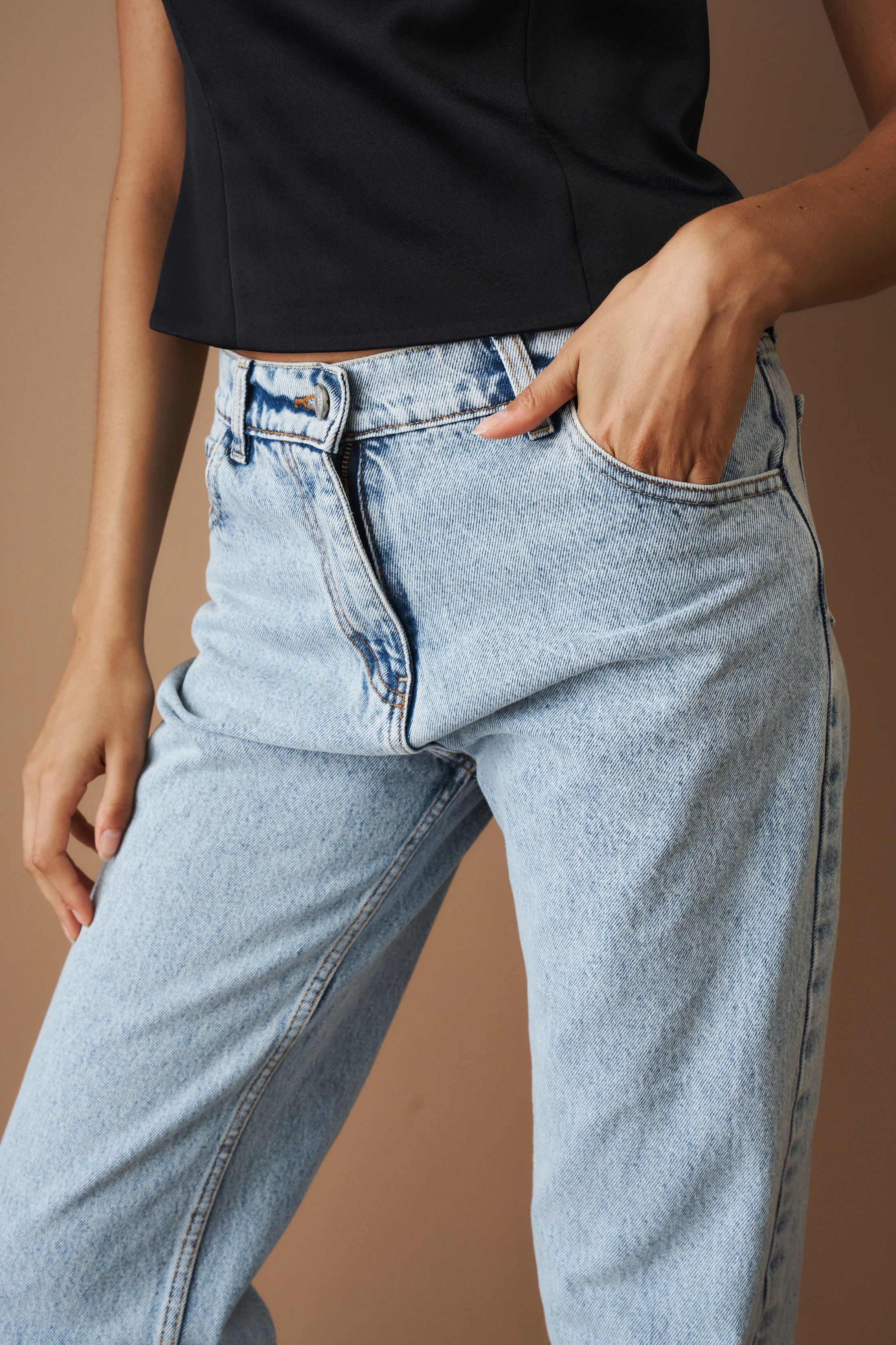 Straight Leg Denim Pants Light Blue