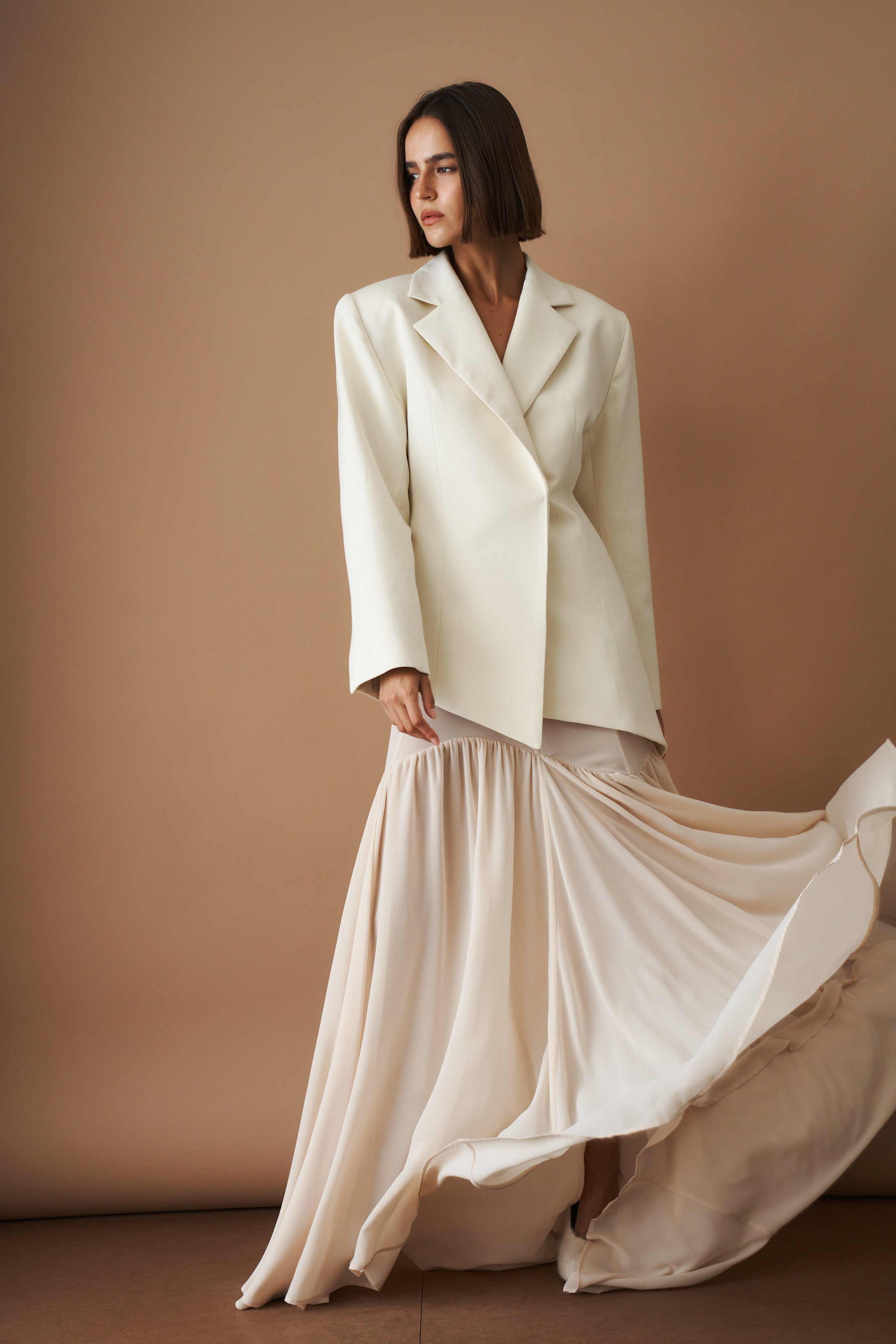 Asymmetric Blazer Eggshell