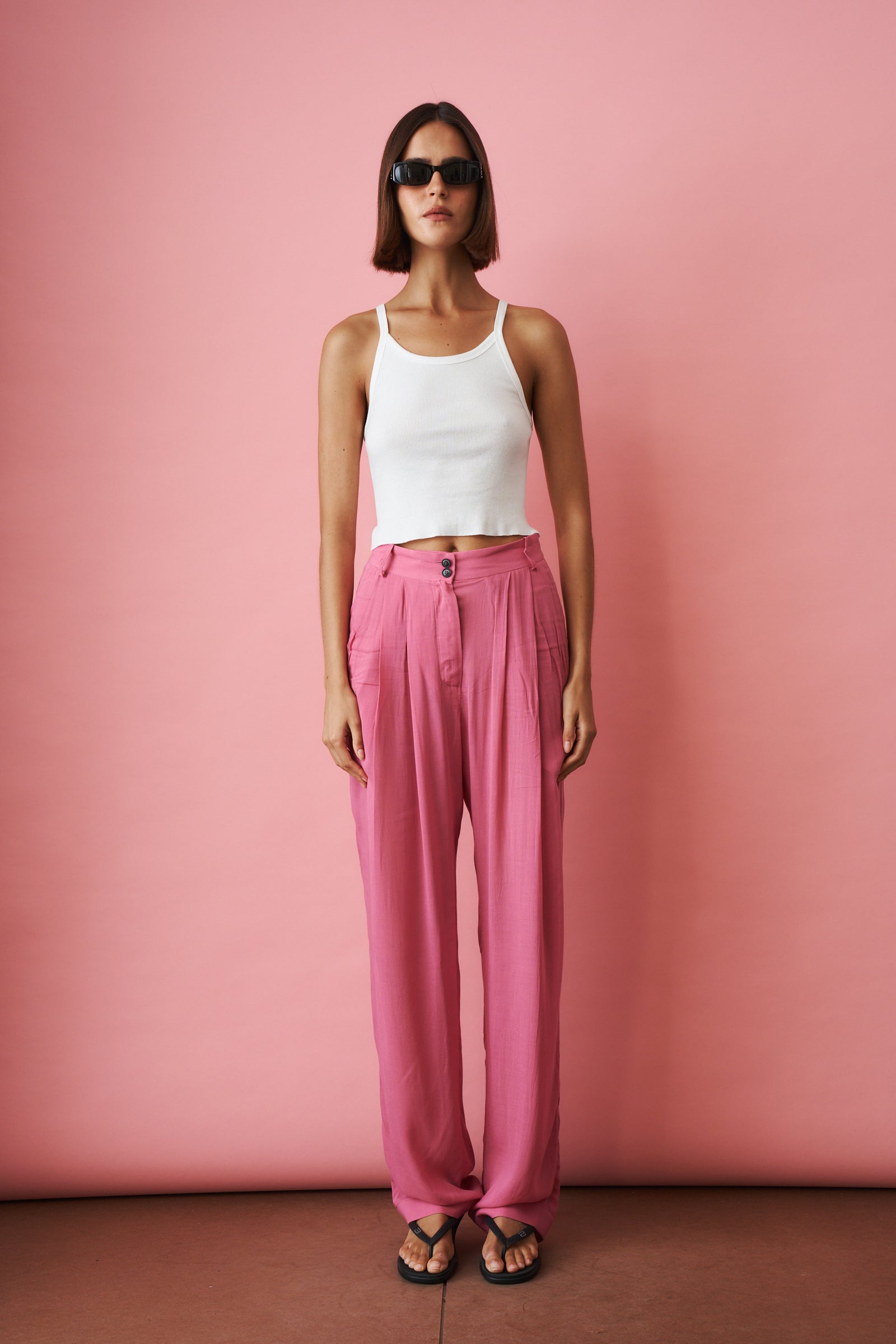 Pink Pleat Pant
