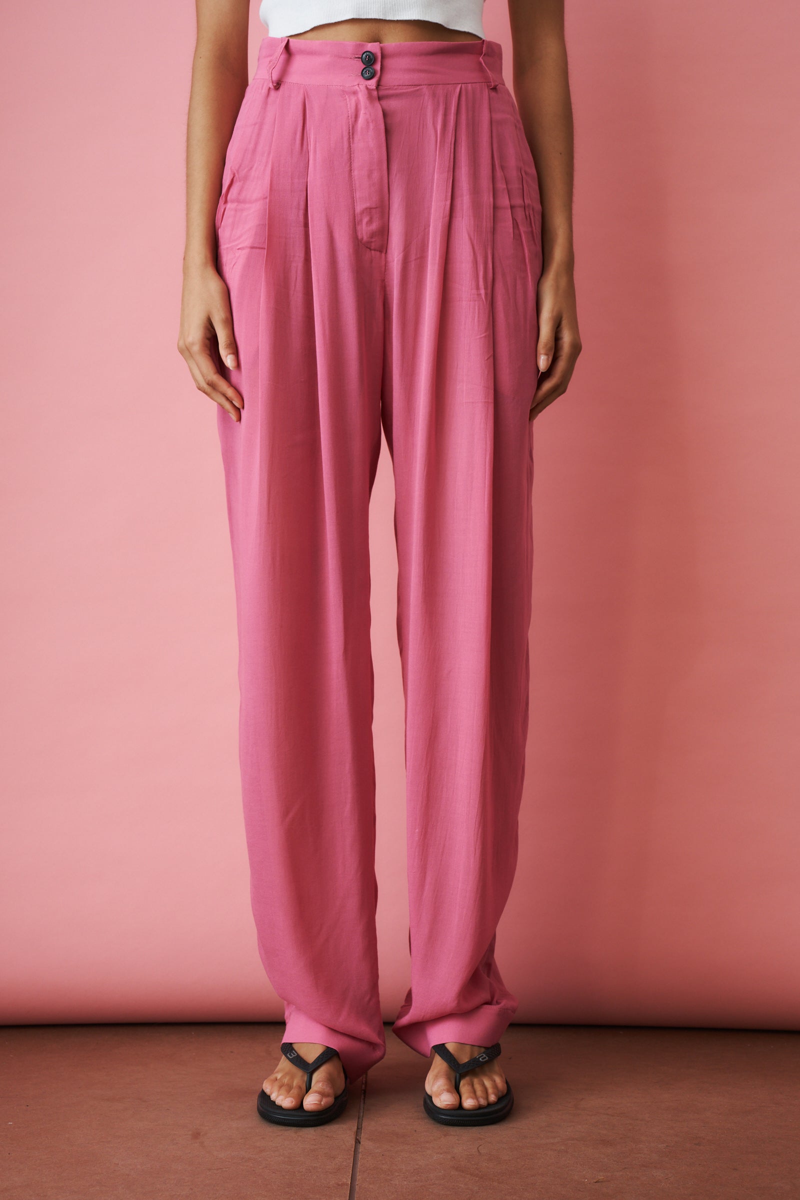 Pink Pleat Pant