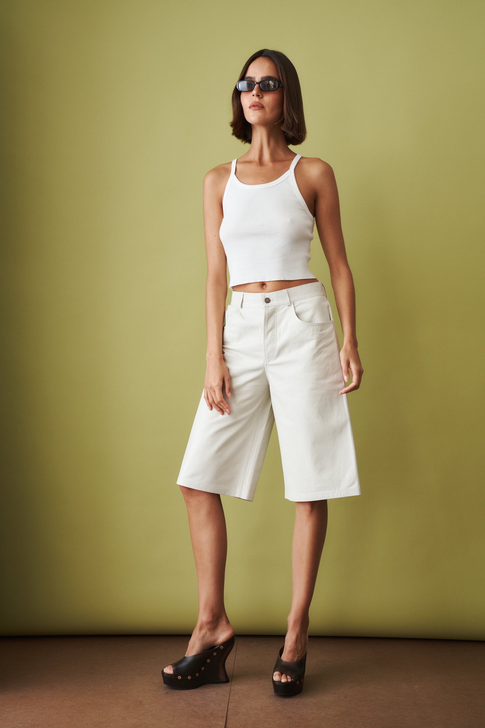 Becky Leather Short White