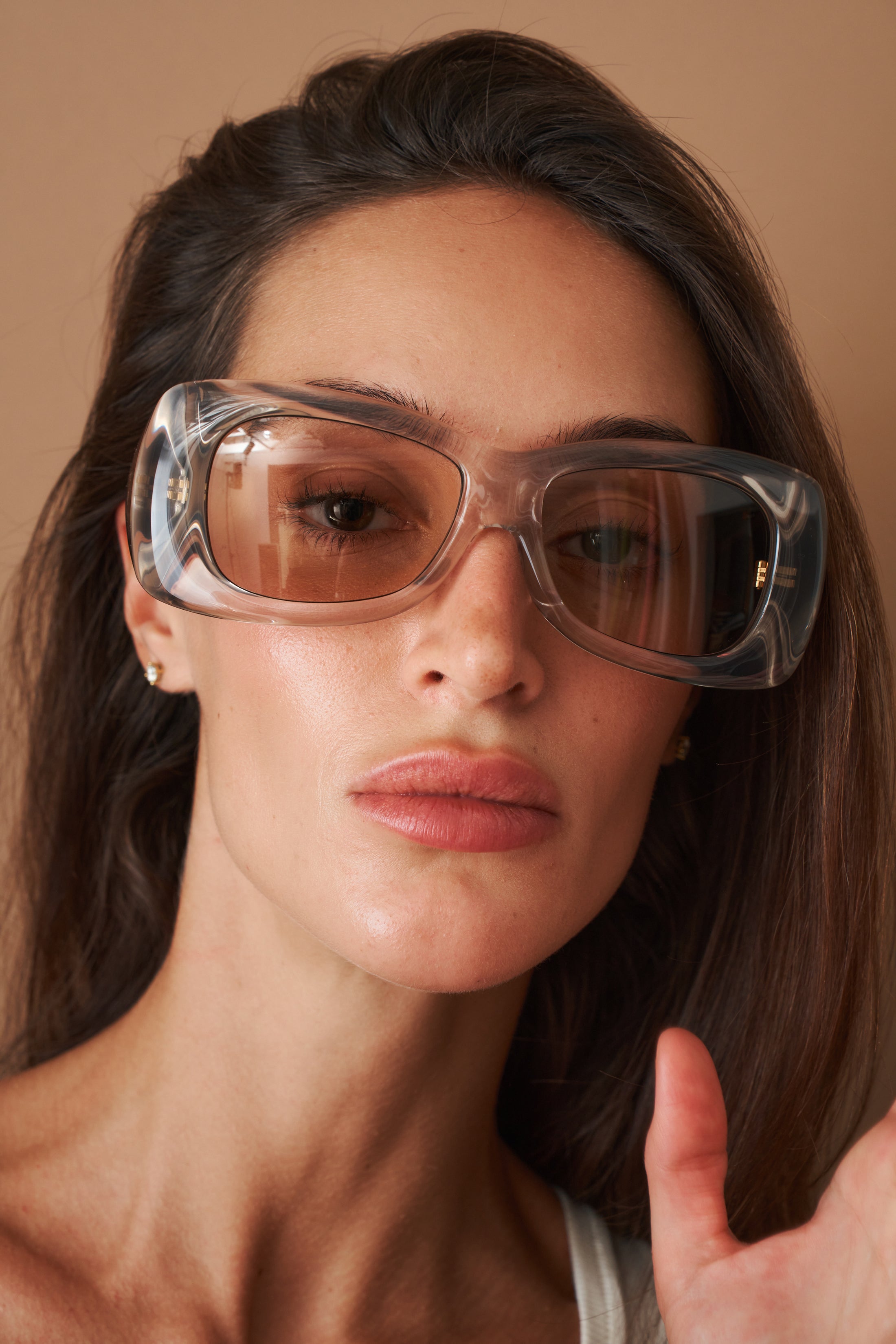 Rectangle Howl Transparent Beige Sunglasses - DÉSORDRE