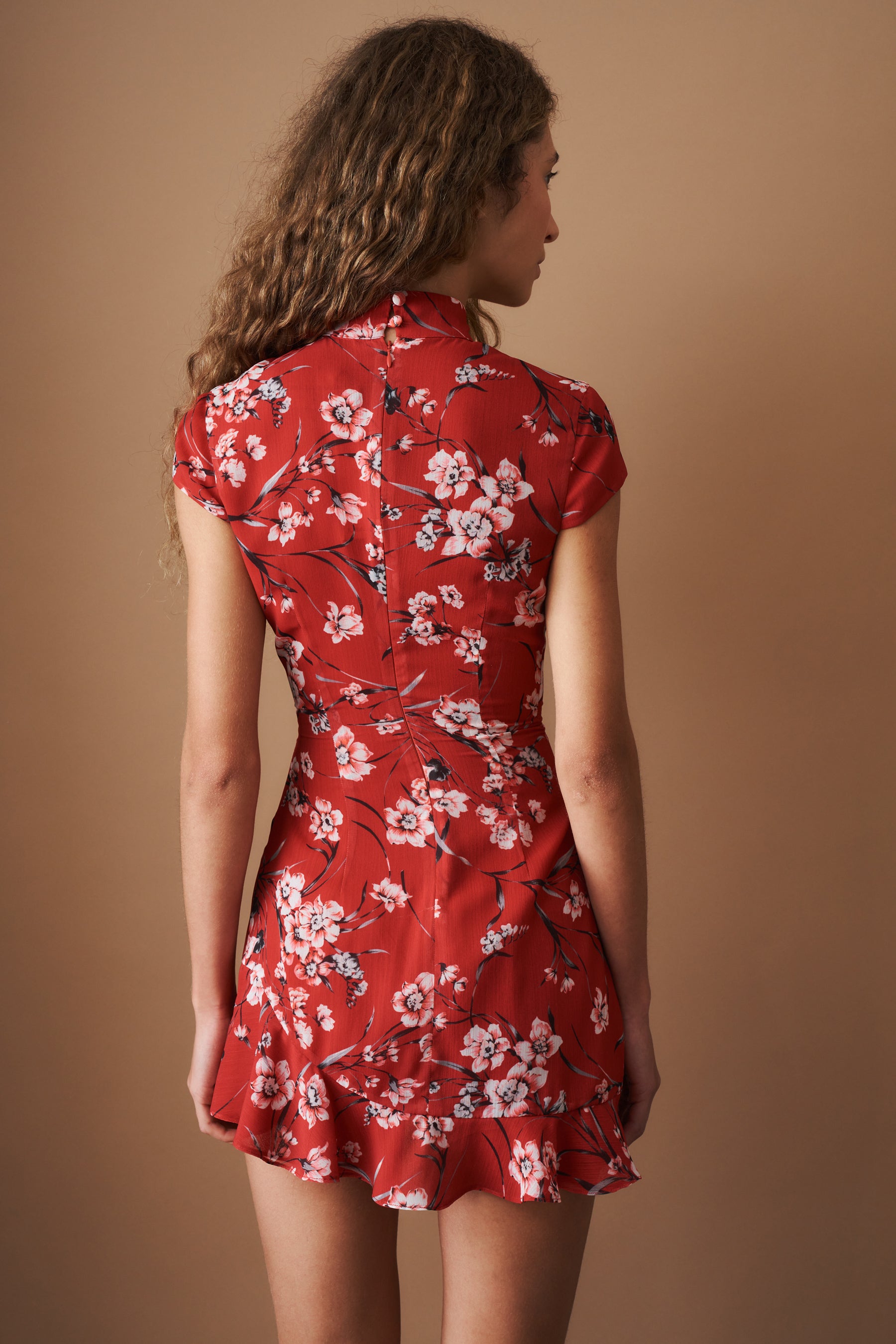 Flower Print Chiffon Mini Dress - DÉSORDRE