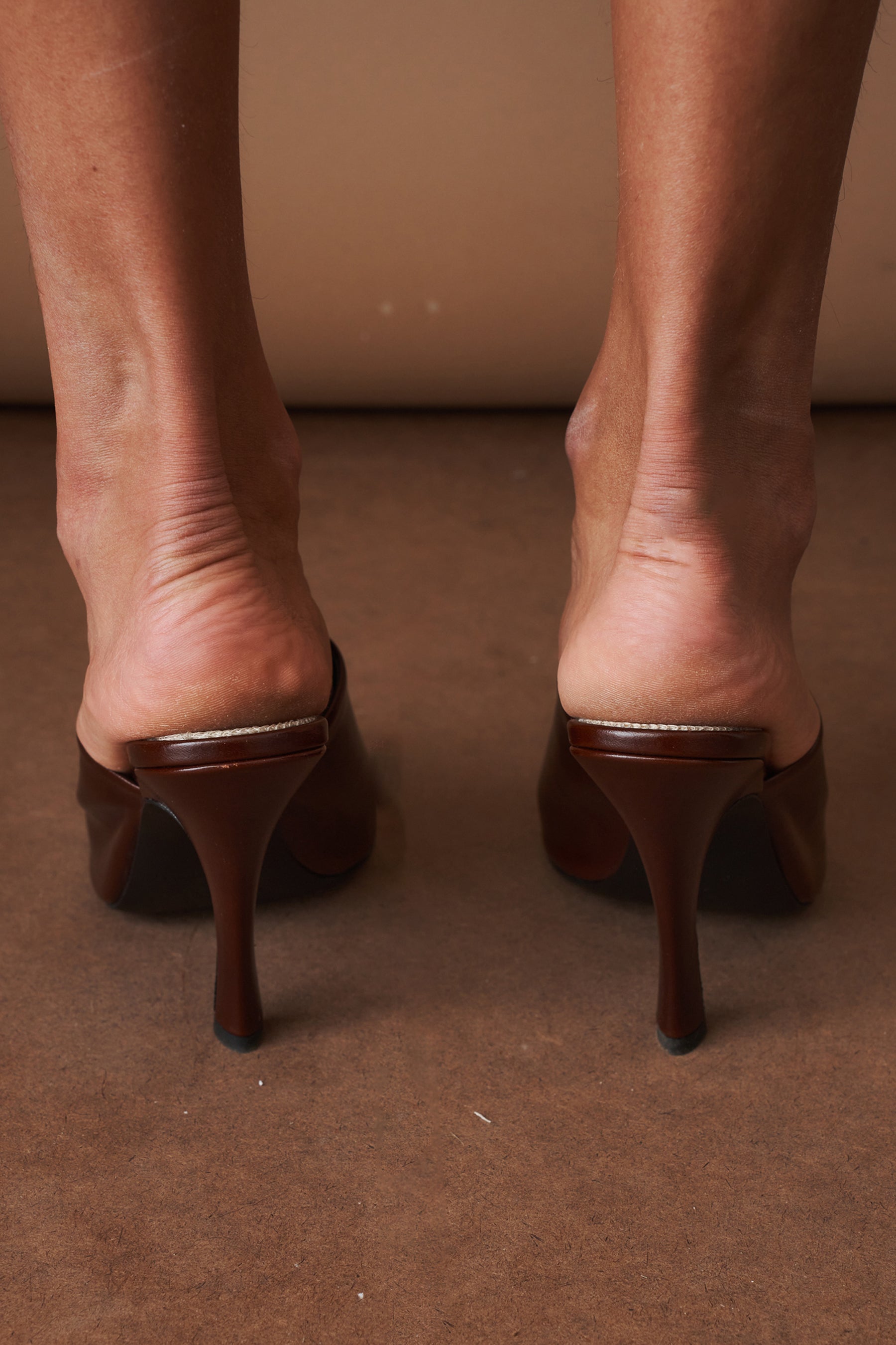 High Heel Mules In Burgundy Leather - DÉSORDRE