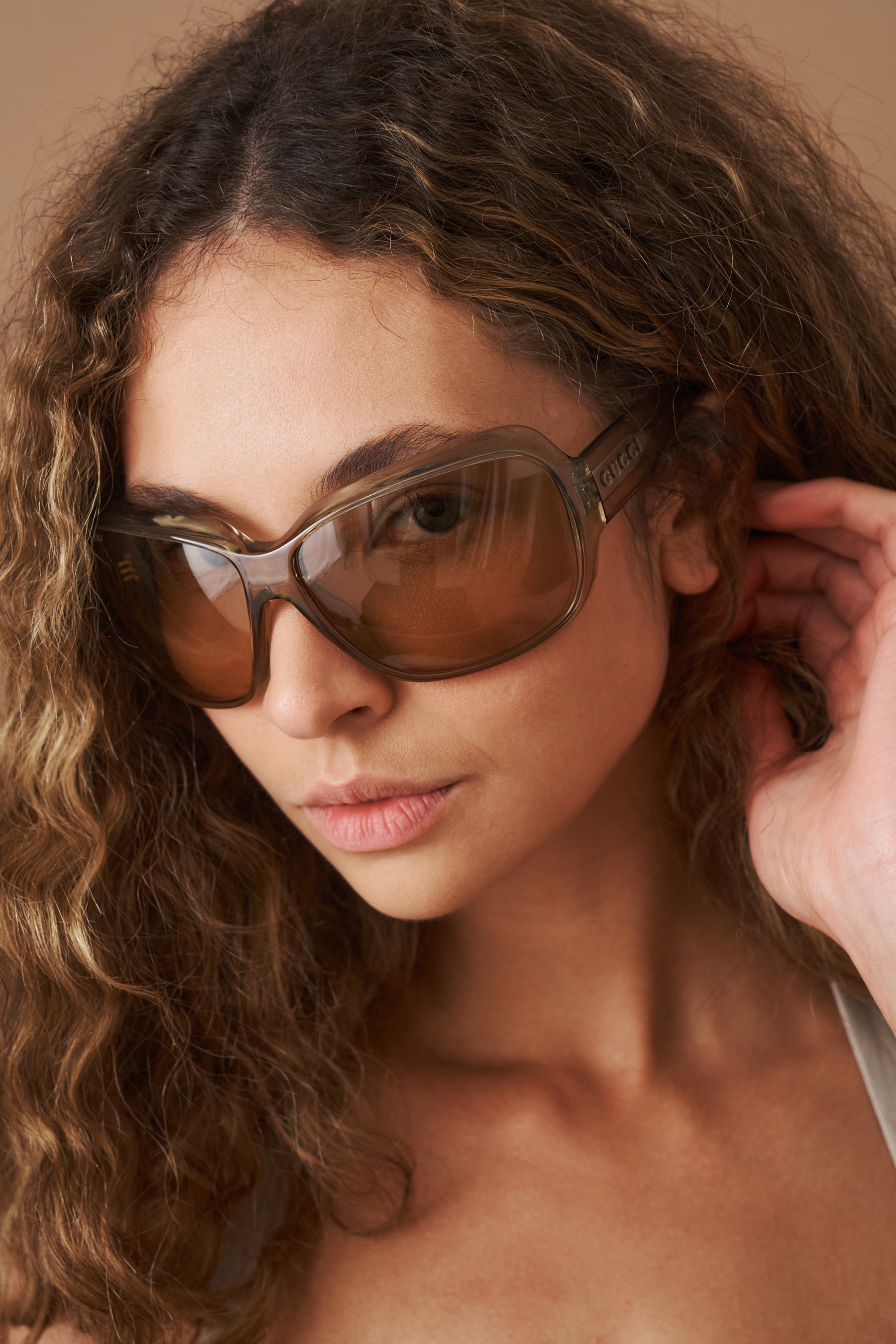 Transparent Brown Geometric Sunglasses - DÉSORDRE