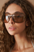Transparent Brown Geometric Sunglasses - DÉSORDRE