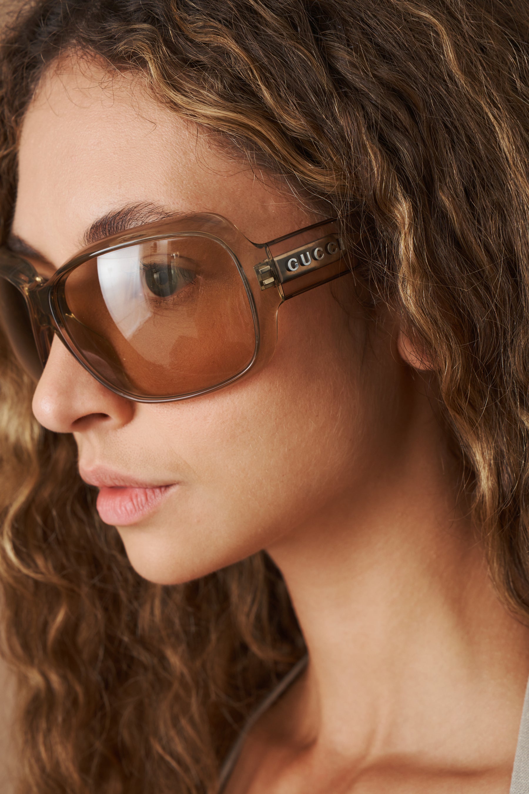 Transparent Brown Geometric Sunglasses - DÉSORDRE