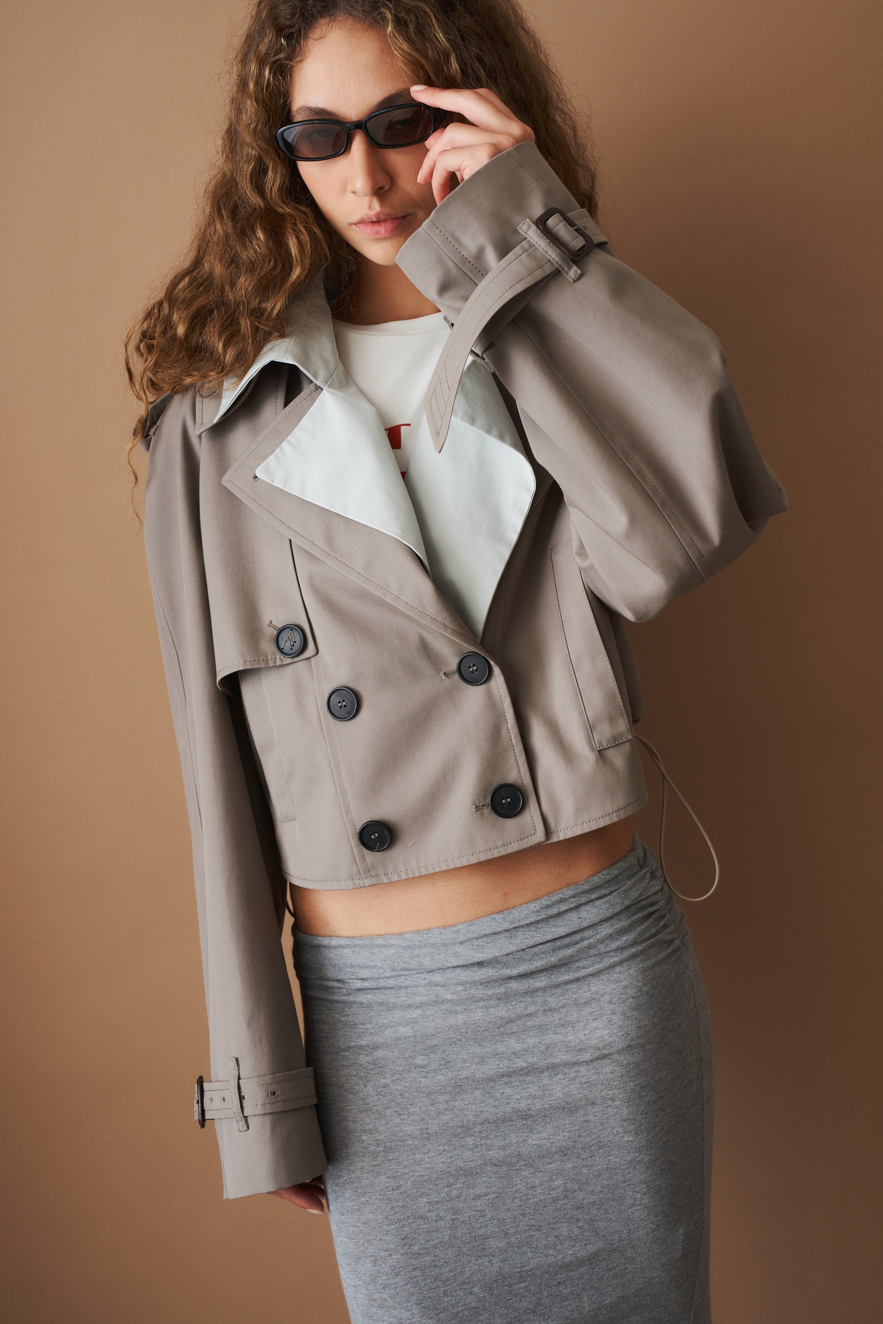 Grey Short Trench Coat - DÉSORDRE