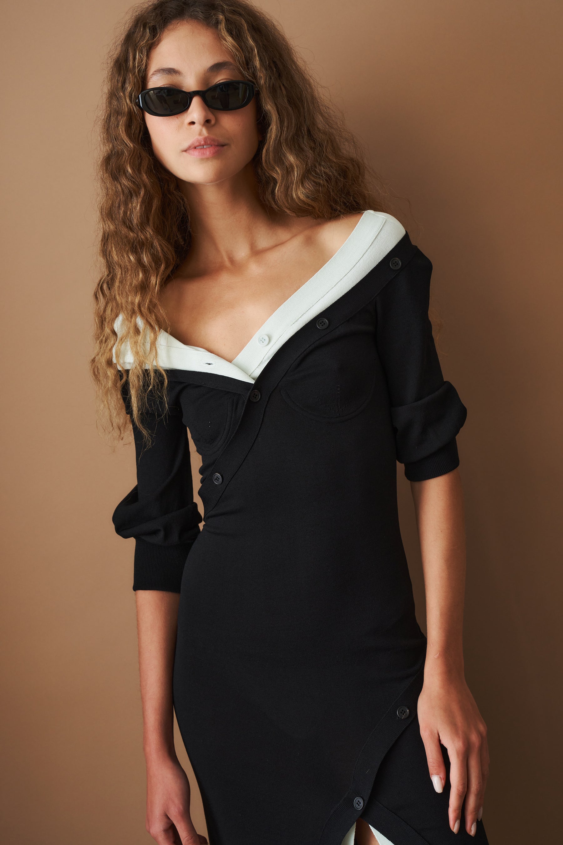 Black and Green Knitted Dress - DÉSORDRE