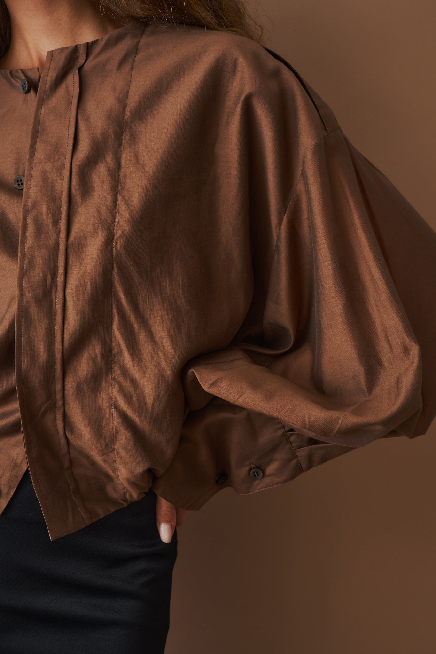 Diana Pleat Overshirt Chocolate - DÉSORDRE