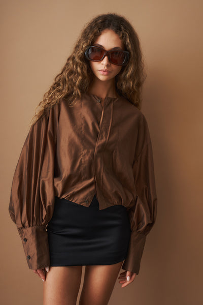 Diana Pleat Overshirt Chocolate
